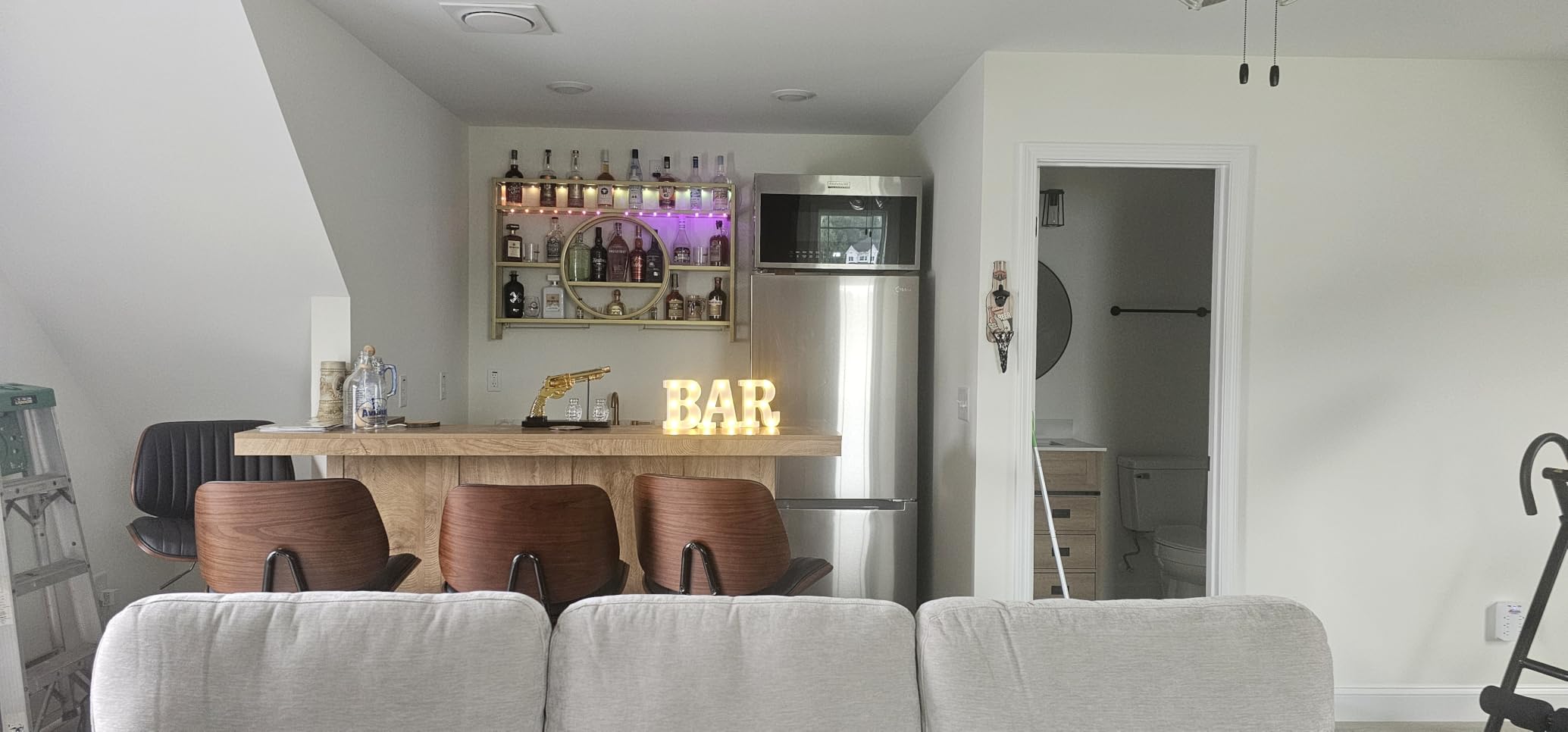 Tribesigns 4-Tier Bar Table, 70.9-Inch Large Home Bar Unit, Brown | with Storage Shelves, Wine Glass Holder and Footrest; for Kitchen, Indoor customer photo 2