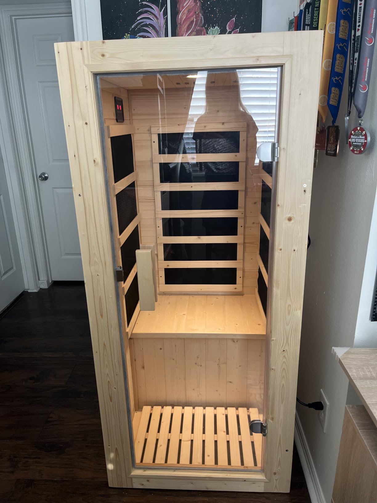 Albott 4 Person Infrared Sauna with 7-Color Light Therapy, Low EMF 2145W | Infrared Saunas for Home, Canadian Hemlock Wood Dry Sauna with 10 Carbon Panels, Ambient Light Strips & Bluetooth, 110V/20A customer photo 2