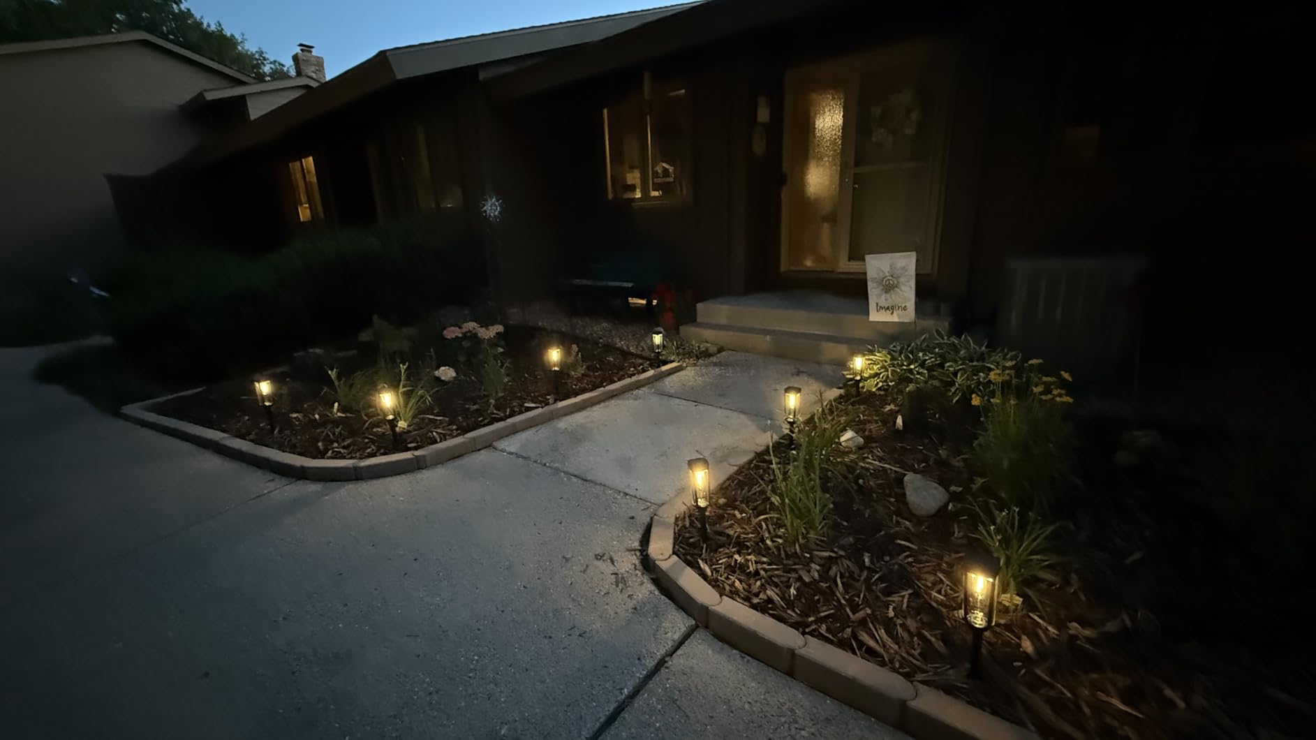JEJOT Solar Pathway Lights Outdoor Waterproof, 8 Pack Solar Walkway Lights | Solar Light outdoor for Lawn Yard Garden Patio Driveway Decor Landscape, Warm White customer photo 2