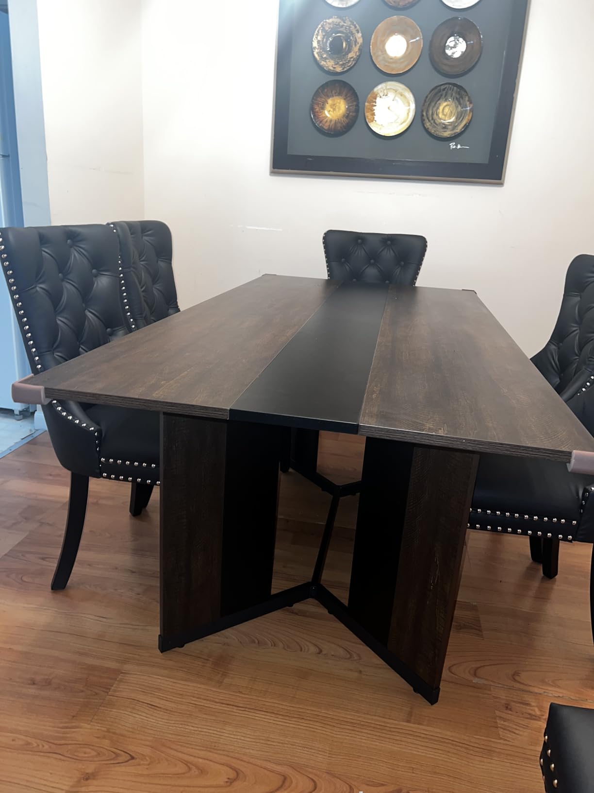 Hlivelood 94Inch Large Dining Table for 8 10 People, Wooden Rectangular Kitchen Table W/Waterproof Tabletop, Large Rectangle Furniture W/Adjustable Legs, Brown Dinner Table for Kitchen Dining Room (94IN) customer photo 2