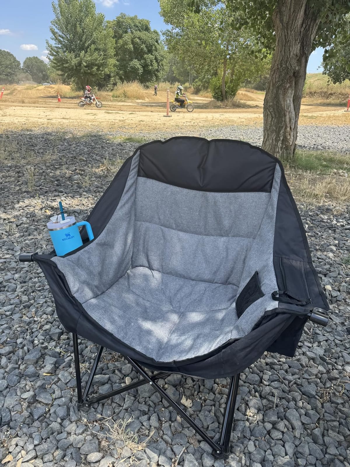 Oversized Camping Chairs for Adults - Heavy Duty Padded Outdoor Folding Lawn XL Camp Chair with Cup Holder Cooler Pockets for Outside Sports Beach Fishing Garden Portable Supports 500lbs, Black customer photo 2