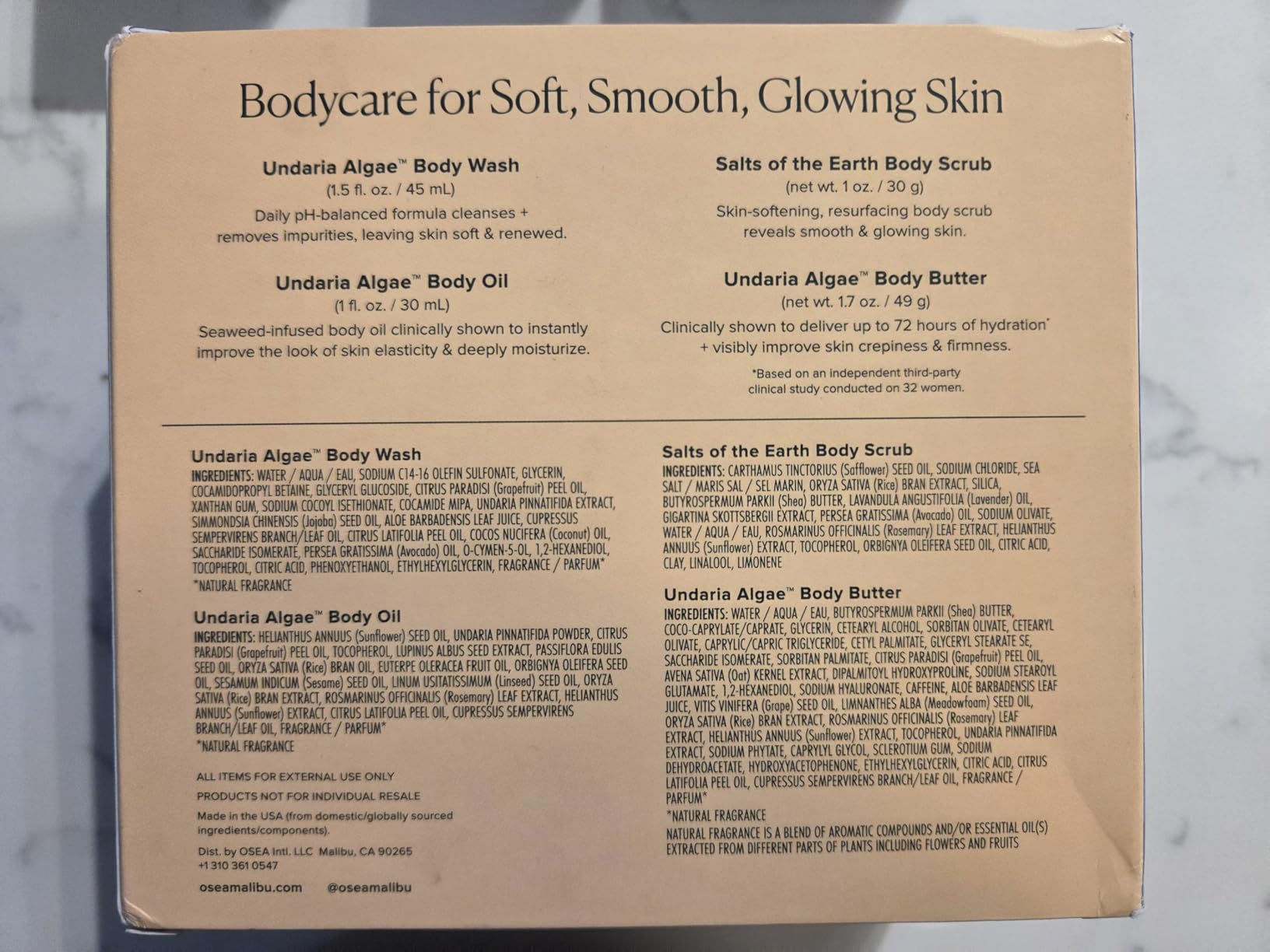 OSEA Bodycare Bestsellers, 4-Piece Travel-friendly Set, Intense Hydration | Body Wash • Body Scrub • Body Butter • Body Oil - Cleanse, Exfoliate & Hydrate - Gift-Ready Spa Set customer photo 2