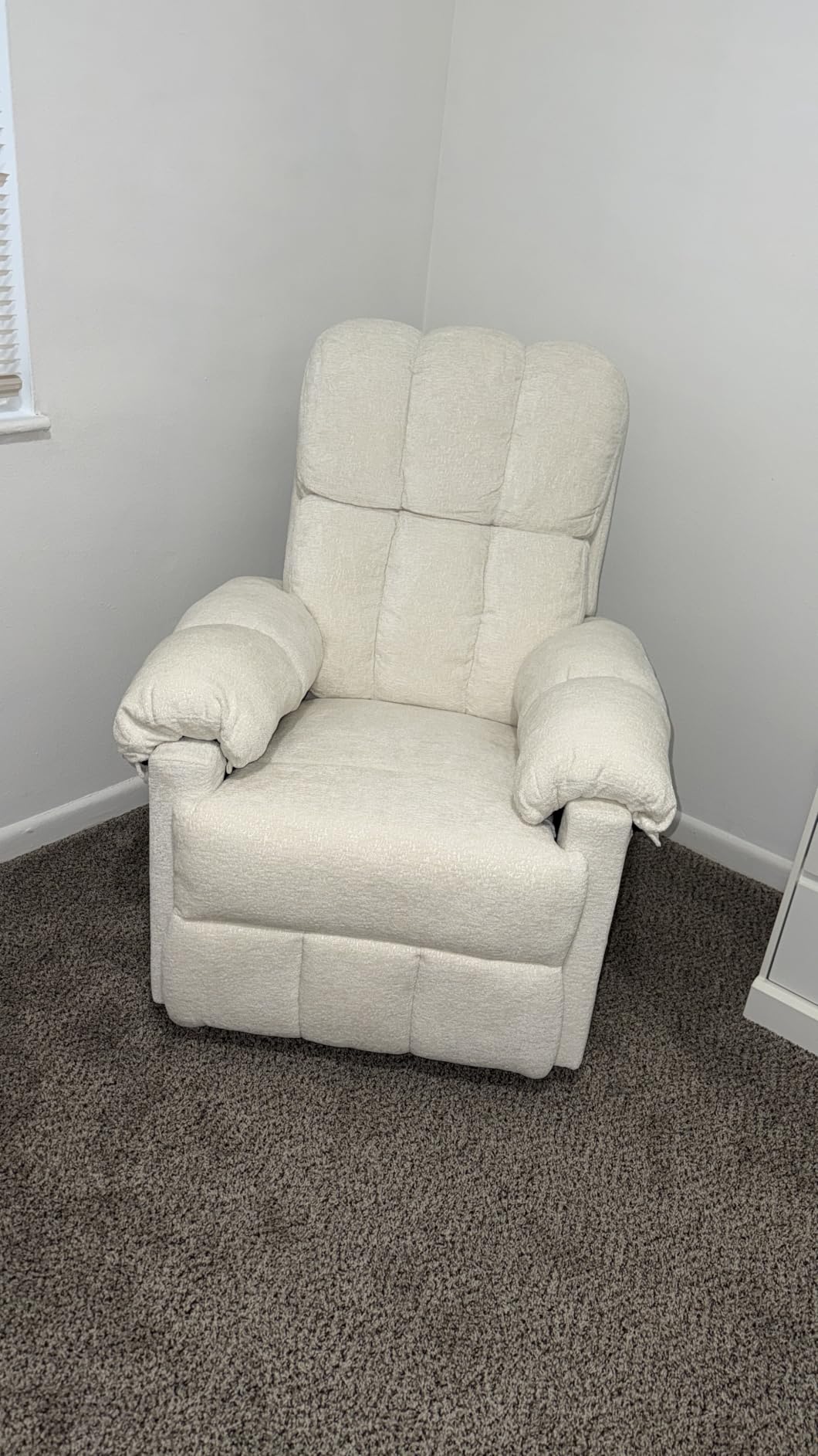 Korser Recliner Chair, Swivel Rocker Recliner Chair for Adults, Small Recliners for Small Spaces, Upholstered Manual Recliner with Side Pockets, Nursery Rocking Chair for Living Room, Chenille, Beige customer photo 1