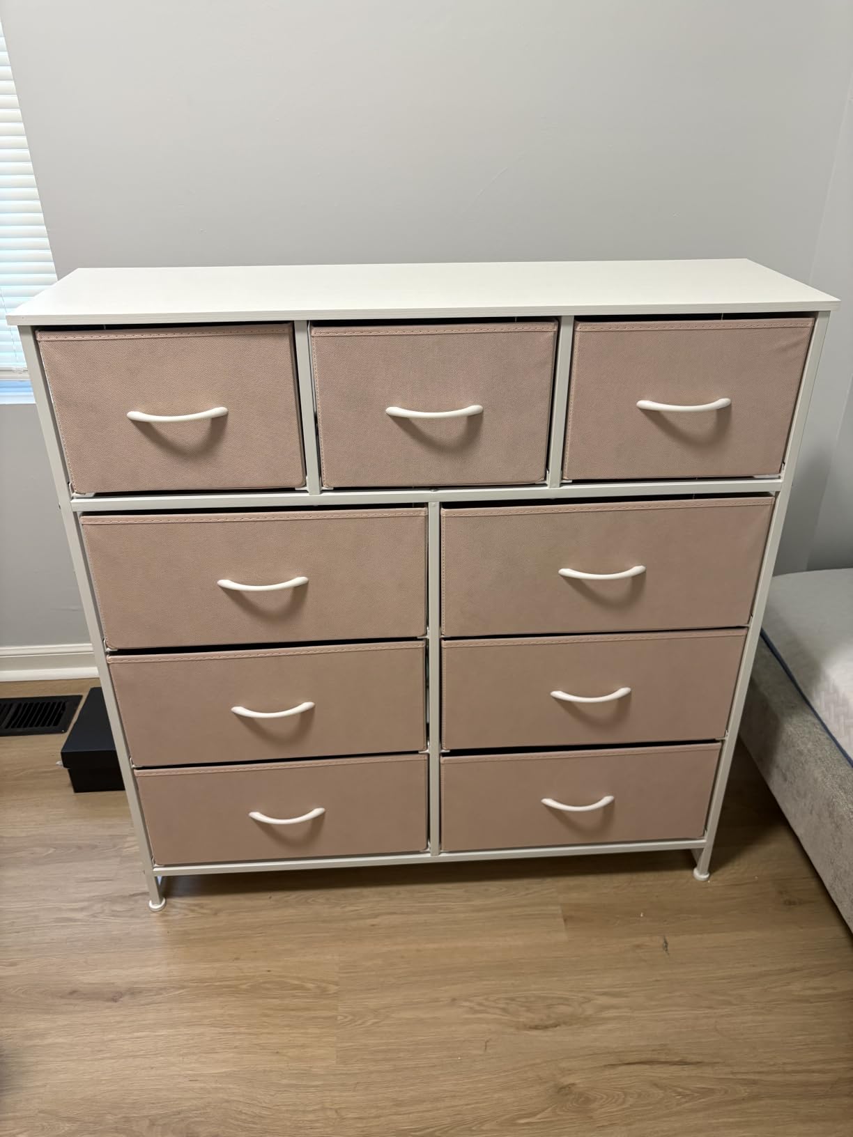 Sweetcrispy 7 Drawer Fabric Dresser for Bedroom Storage with Bins, Black, Anti-Tip Closet Organizer with Wooden Top and Sturdy Steel Frame, Spacious Drawers for Clothes Storage, Hallway Entryway customer photo 2