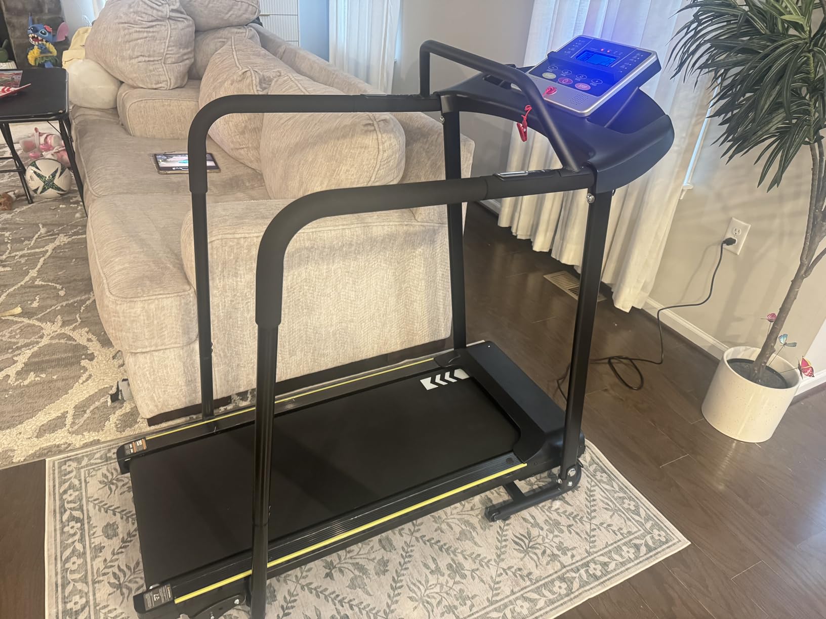Redliro Treadmill for Seniors - 0.3mph Slow Start, Front & Long Handrails | 0-2% Incline, 300lb Capacity, Wheeled, Auto Lube, Soft Drop System, Screen Off Controls, Rehab Walker for Elderly Home Use customer photo 2