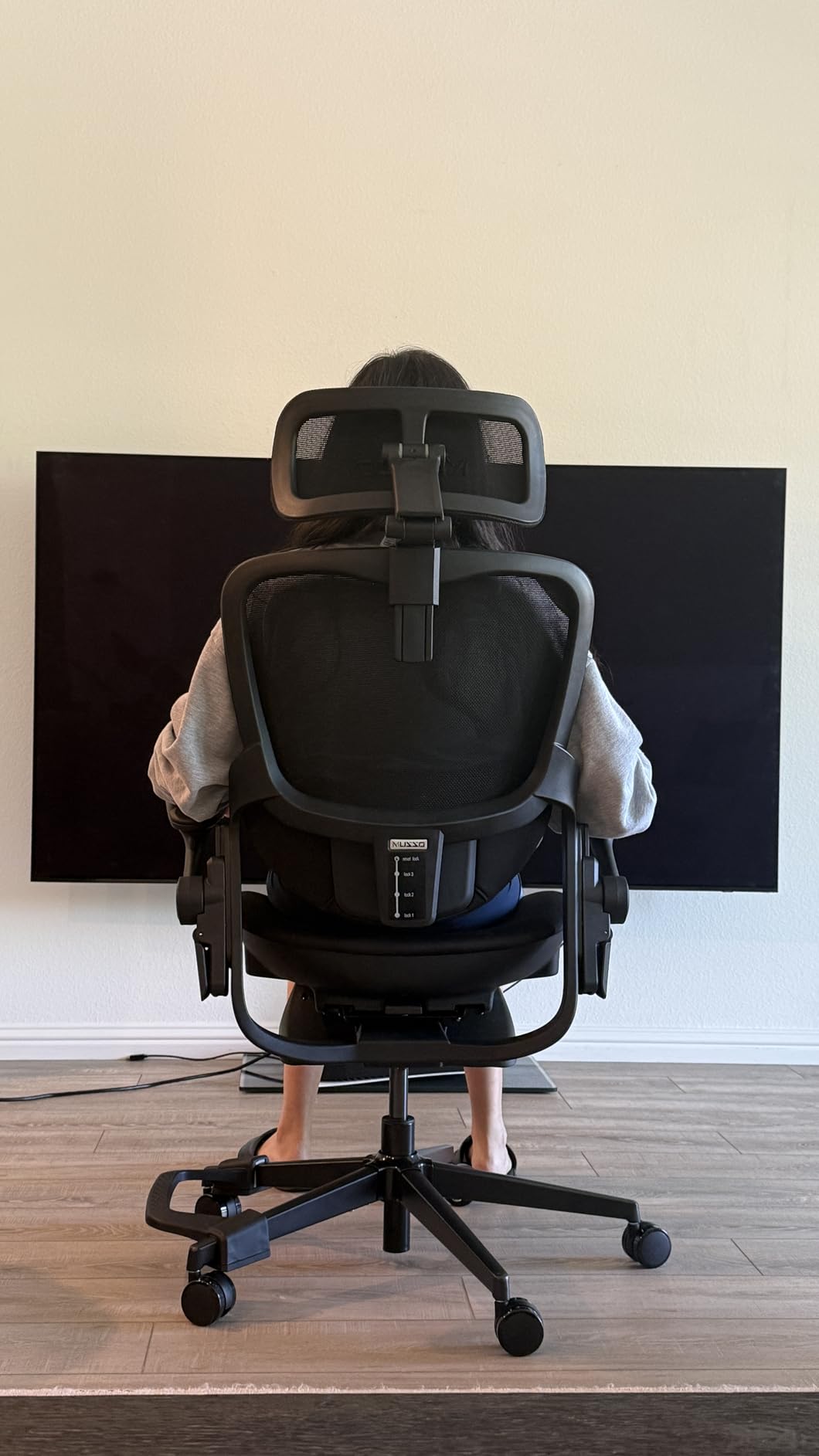 MUSSO E80 Muse Petite Ergonomic Office Chair for Women & Small Frames Black | 3-Level 3D Lumbar Support; 4D Headrest; 90° Flip-Up Arms & Footrest; 135° Recline; Breathable Mesh customer photo 1