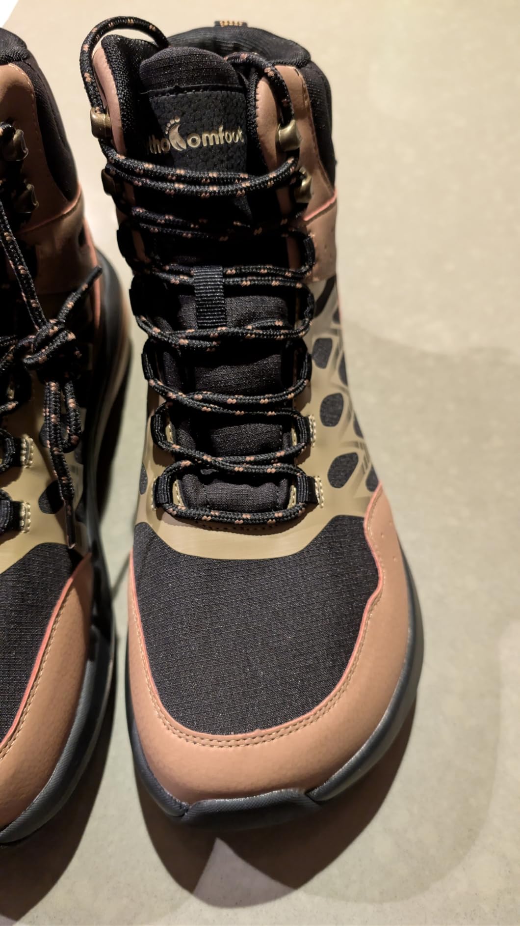 Men's Orthopedic Wide Waterproof Hiking Boots: Comfortable Plantar Fasciitis Work Walking Running Trekking Shoes, Orthotic Non Slip Adventures Ankle Support Trail Mid Boots for Foot Pain Relief customer photo 1