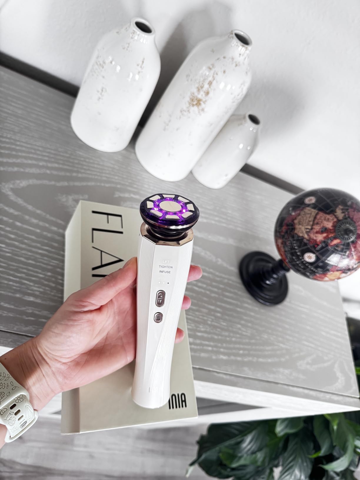 INIA FLARE 3-in-1 Red Light Therapy Beauty Device for Face & Neck Pink | Help Reduce Puffiness, Support Skin Firmness, and Enhance Radiance, Ideal for Daily Home Use Skincare customer photo 1