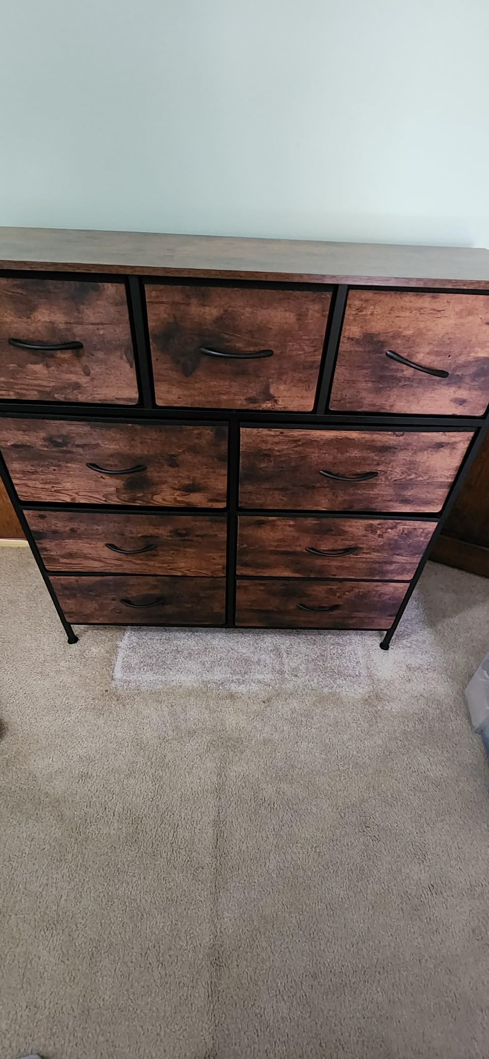 DUMOS 9 Drawer Dresser for Bedroom, Chest of Drawers, Fabric Storage Organizer, Sturdy Metal Frame Wooden Top, Closet Entryway Guest Room, Matte Black customer photo 2