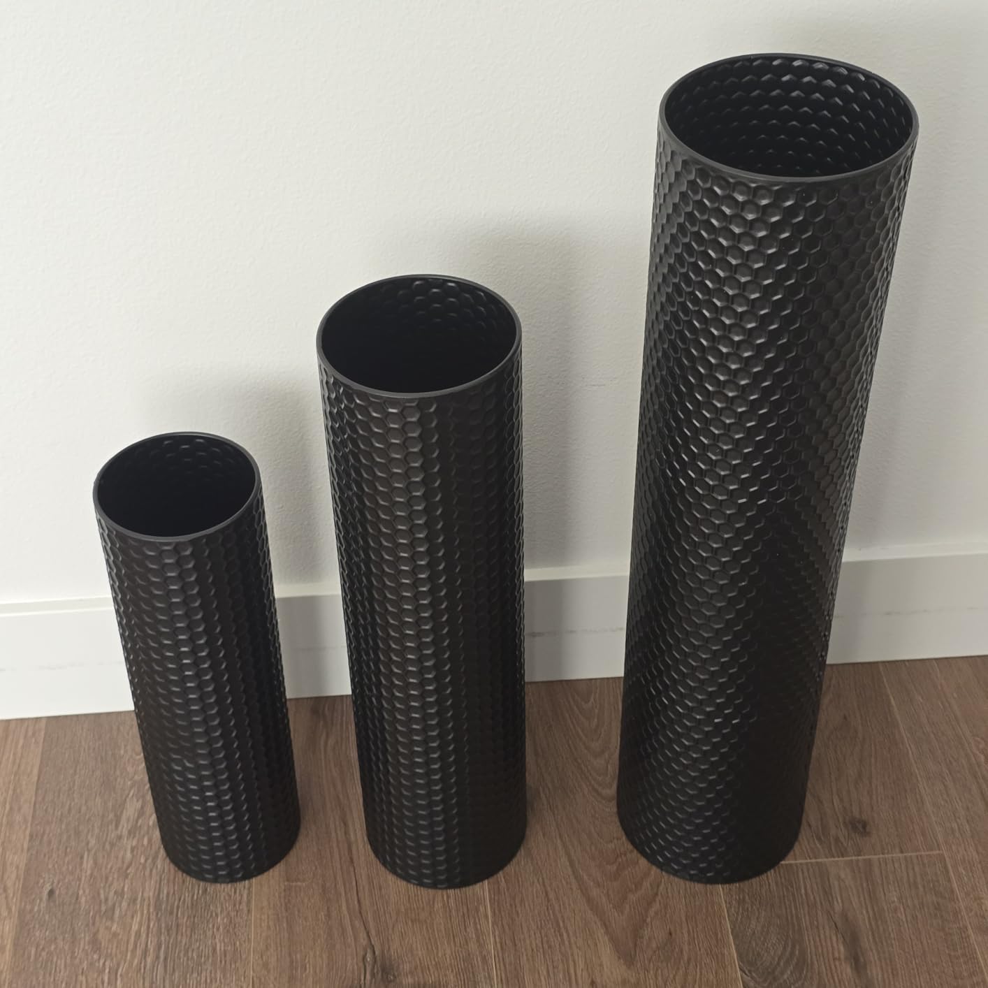 Black Tall Floor Vase - Set of 3 Large Metal Decorative Vases | 27.6