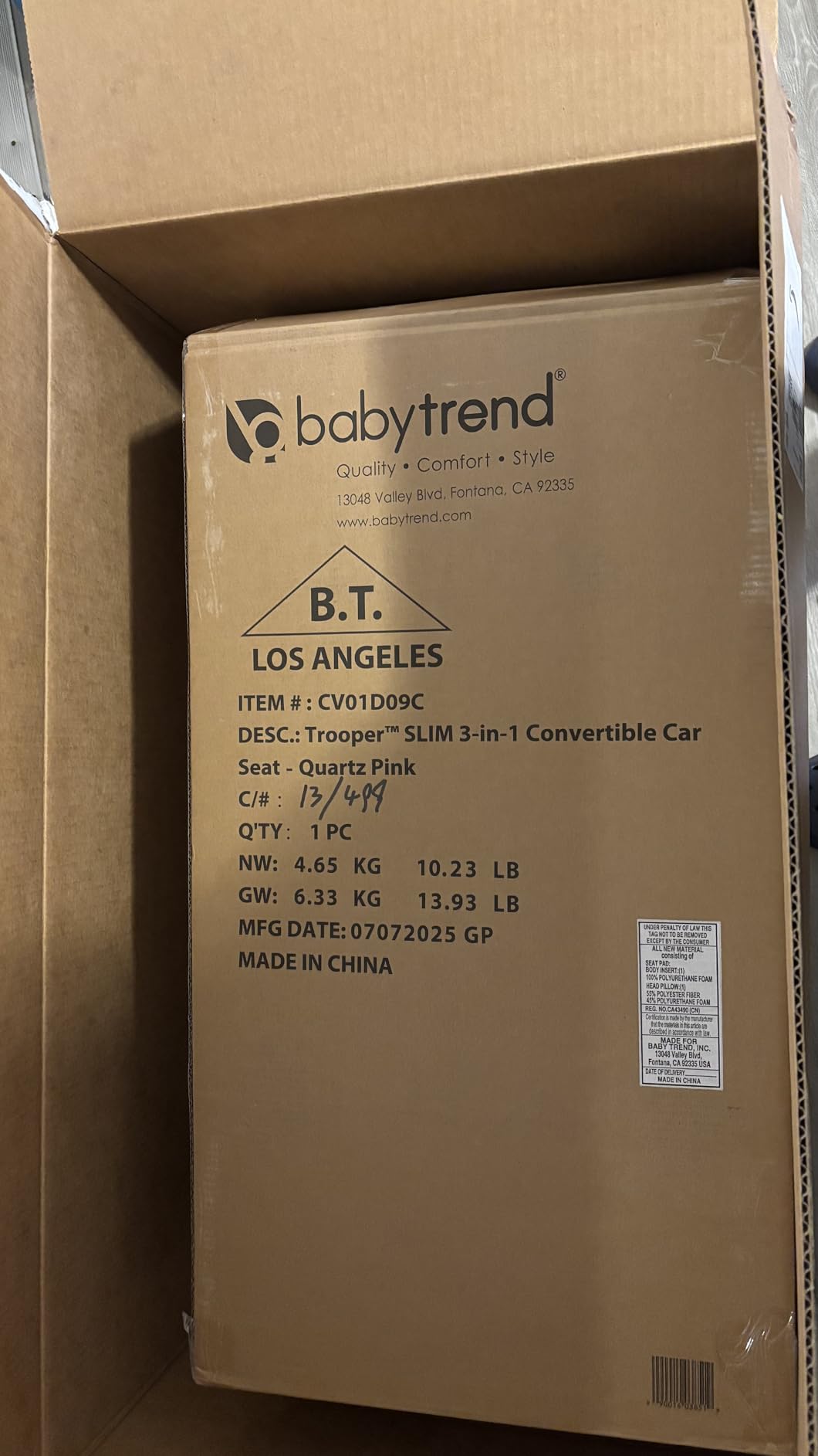 Baby Trend Trooper Slim 3-in-1 Convertible Car Seat, Dash Grey - Slim Fit, 3-in-1 Growth Modes, Lightweight Design, Adjustable Comfort Padding customer photo 2