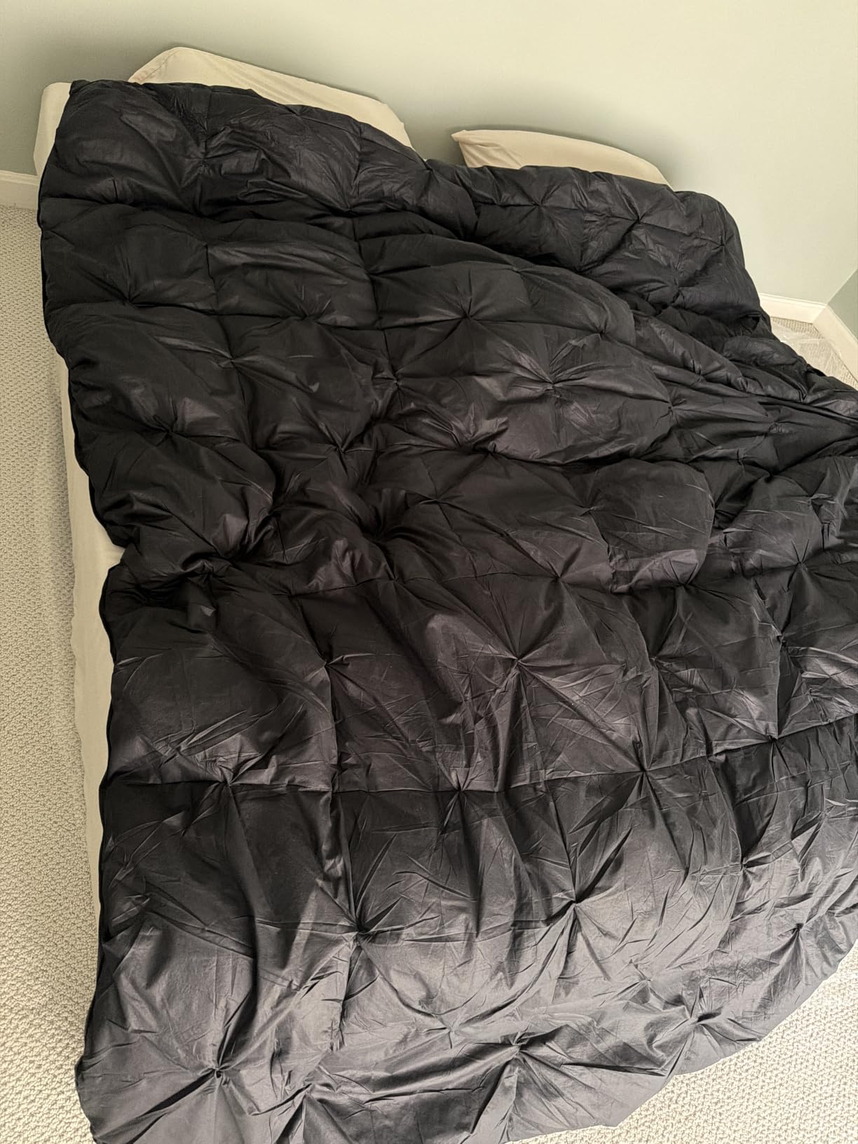 Three Geese Queen Size Pinch Pleat Duck Feather Down Fiber Comforter - All-Season Down Duvet Insert Fluffy Baffle Box Design with 8 Corner Loops for Warmth and Softness. customer photo 1
