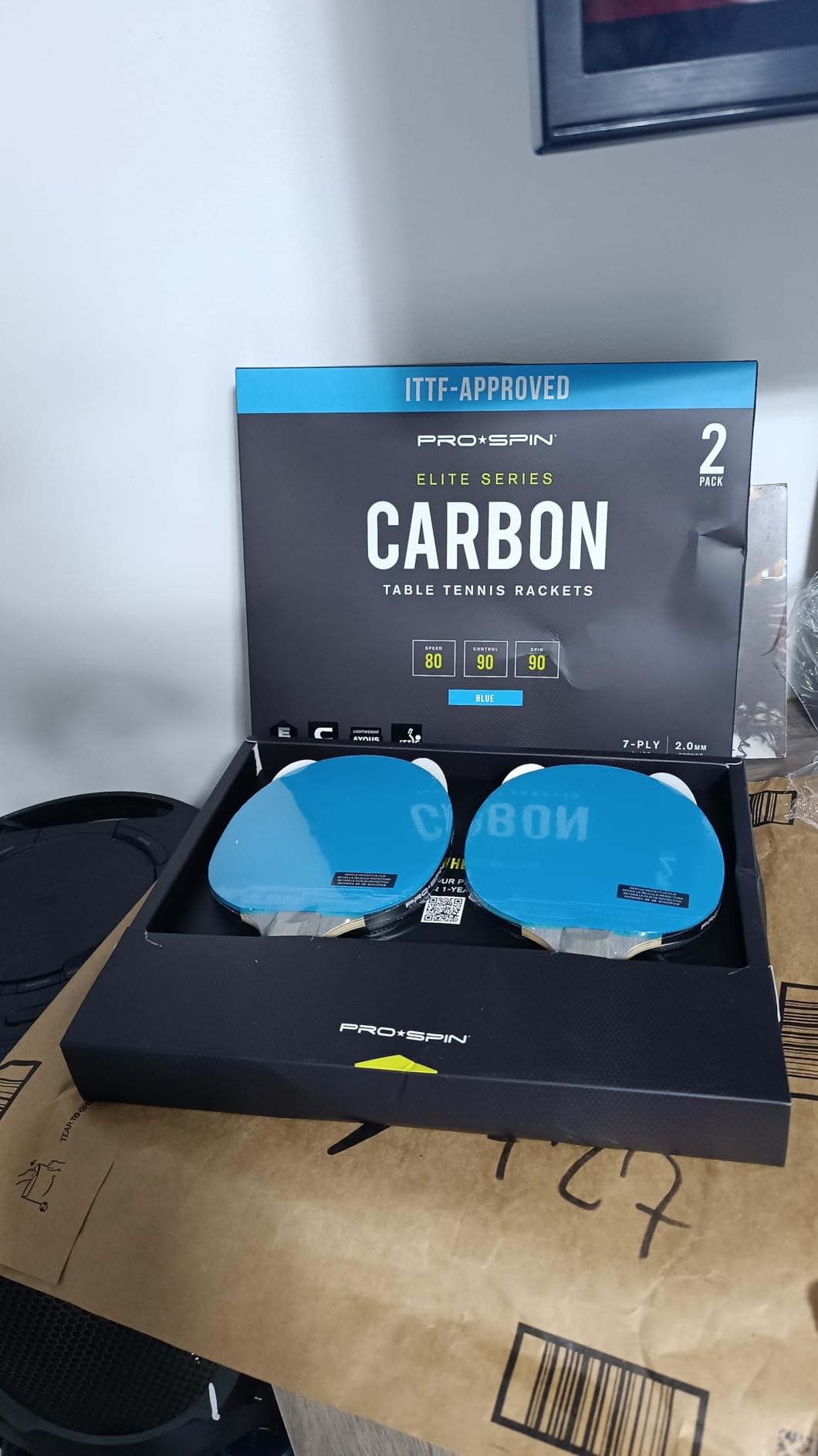 PRO-SPIN Ping Pong Paddles - ITTF Approved Professional Table Tennis Rackets with Carbon Fiber for Superior Control | 7-Ply Blade, Premium Rubber, 2.0mm Sponge customer photo 2