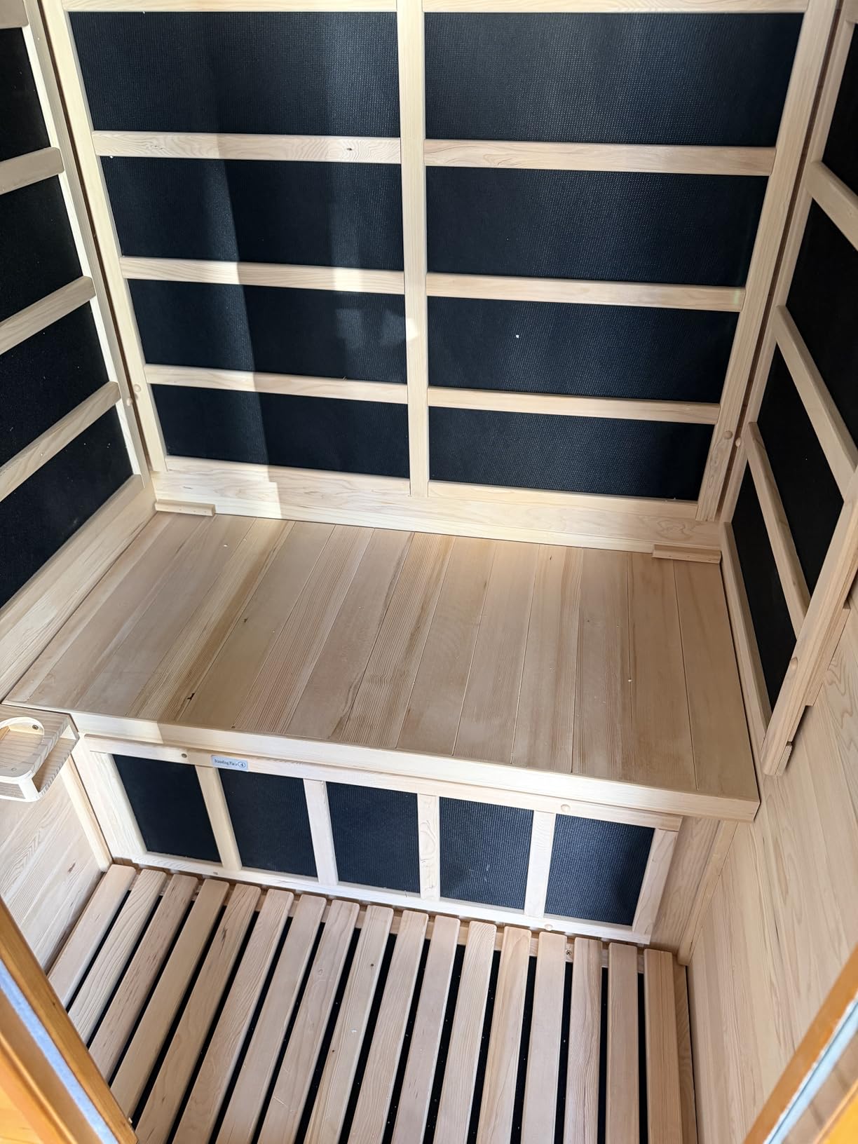 1-2 Person Infrared Sauna, Dry Heat Sauna with Red Light Therapy, Bluetooth, Radio, 7-Color Therapy Light for Home, Indoor, Gym, Wellness Center, 40 x 36 x 73, Brown customer photo 2