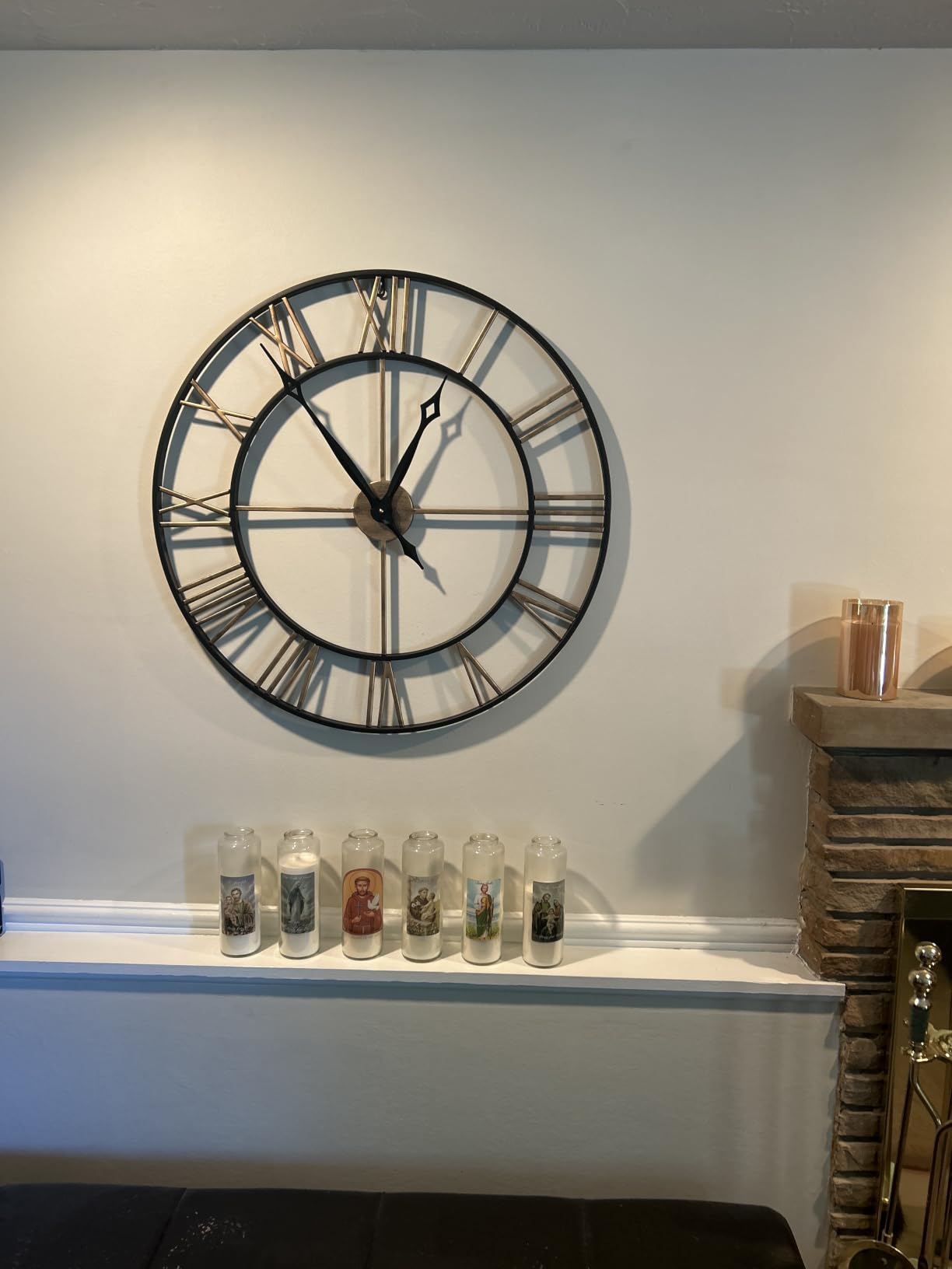 36 Inch Extra Giant Oversized Roman Numerals Large Wall Clocks | 36 Inch Large Black Metal Industrial Rustic Big Wall Clocks with Vintage Gold Hands for Living Room,Fireplace, Entryway Decor customer photo 2