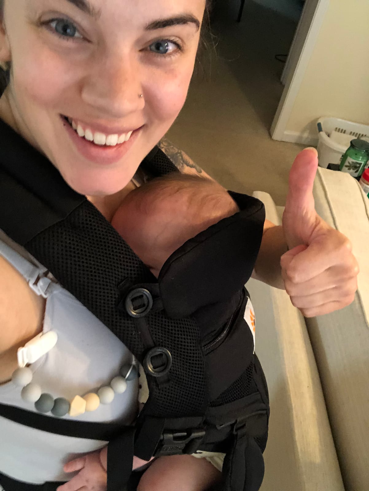 Ergobaby Omni Classic Baby Carrier for Newborn to Toddlers 0-48 Months | 4-Position Breathable Mesh, Fits 7-45 lbs, Soft Olive customer photo 2