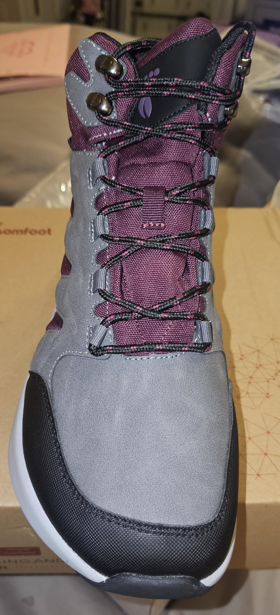 Women's Orthopedic Waterproof Hiking Boots: Comfortable Wide Toe Box Plantar Fasciitis Arch Support Walking Sports Shoes, Orthotic Diabetic Work Ankle Mid Boots for Feet and Heel Pain Relief customer photo 2