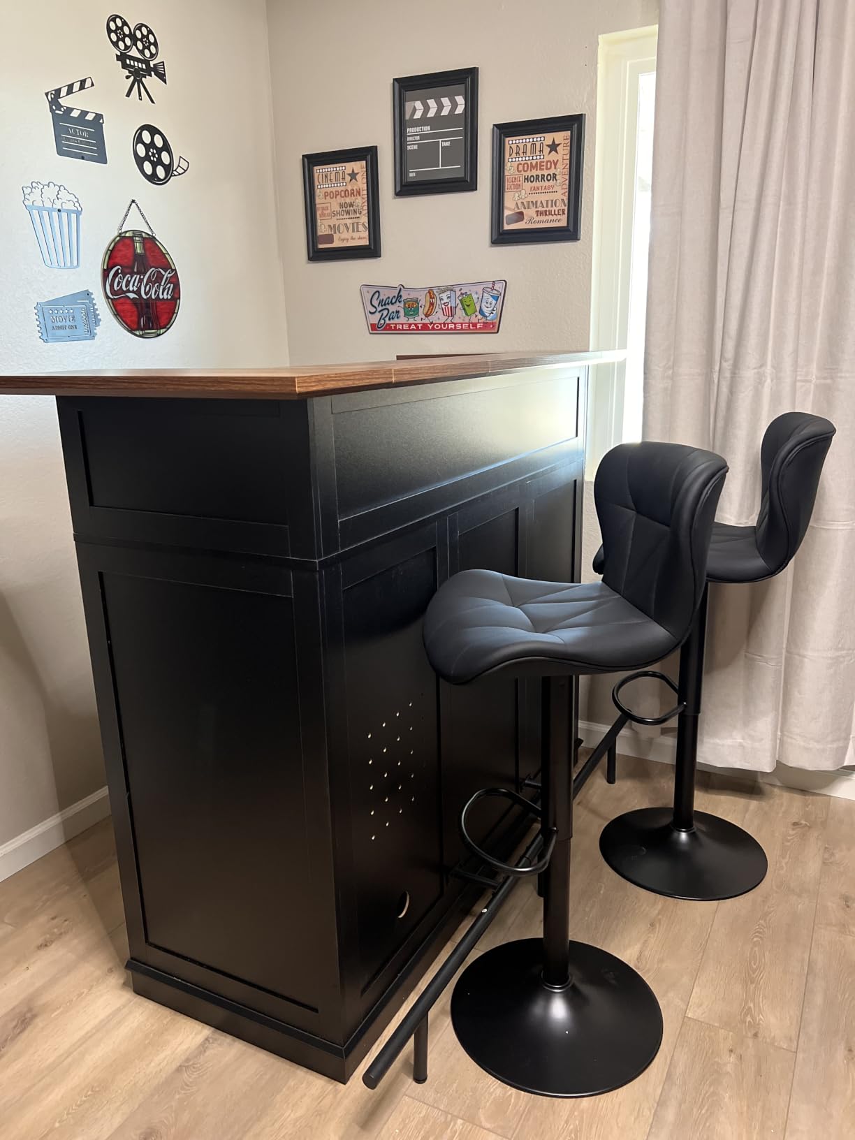 GDLF L-Shaped Home Bar Cabinet with Fridge Space, Oversized Basement Bar | Seats 5+ Guests, Premium Wood-Grain Finish, Sculpted Edge Details, Fridge Space & Wine Storage customer photo 2
