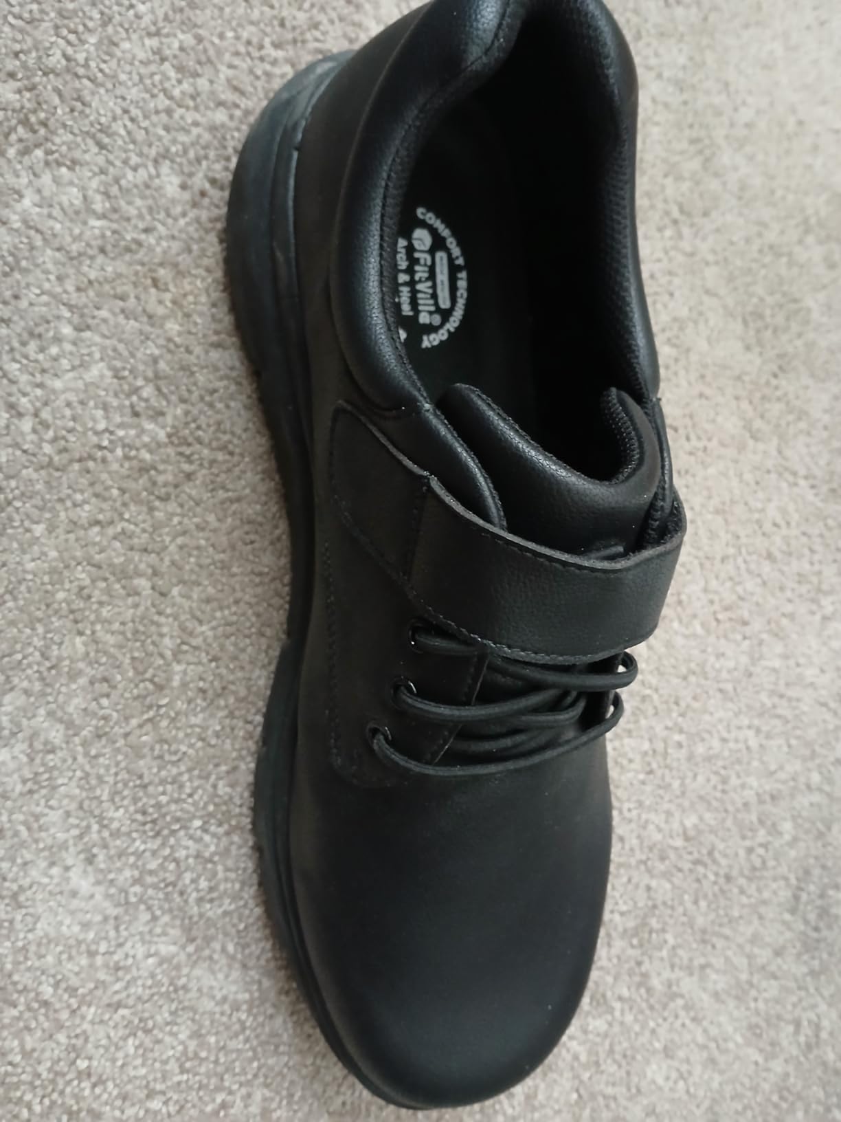 FitVille Diabetic Shoes for Men, Extra Wide Business Casual Leather Dress Sneakers Hook and Loop Comfort Orthopedic Walking Shoes for Edema and Swollen Feet customer photo 2