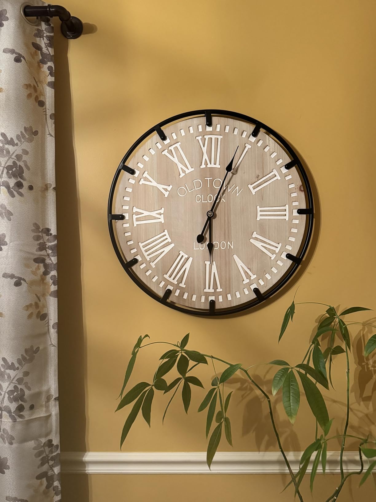 Vantic Farmhouse 30 Inch Wood Roman Large Wall Clock with Metal Circle | Oversized Wood Decorative Wall Clock with Large Roman Numeral for Living Room/Bedrooms/Offices, Silent and Battery Operated customer photo 1