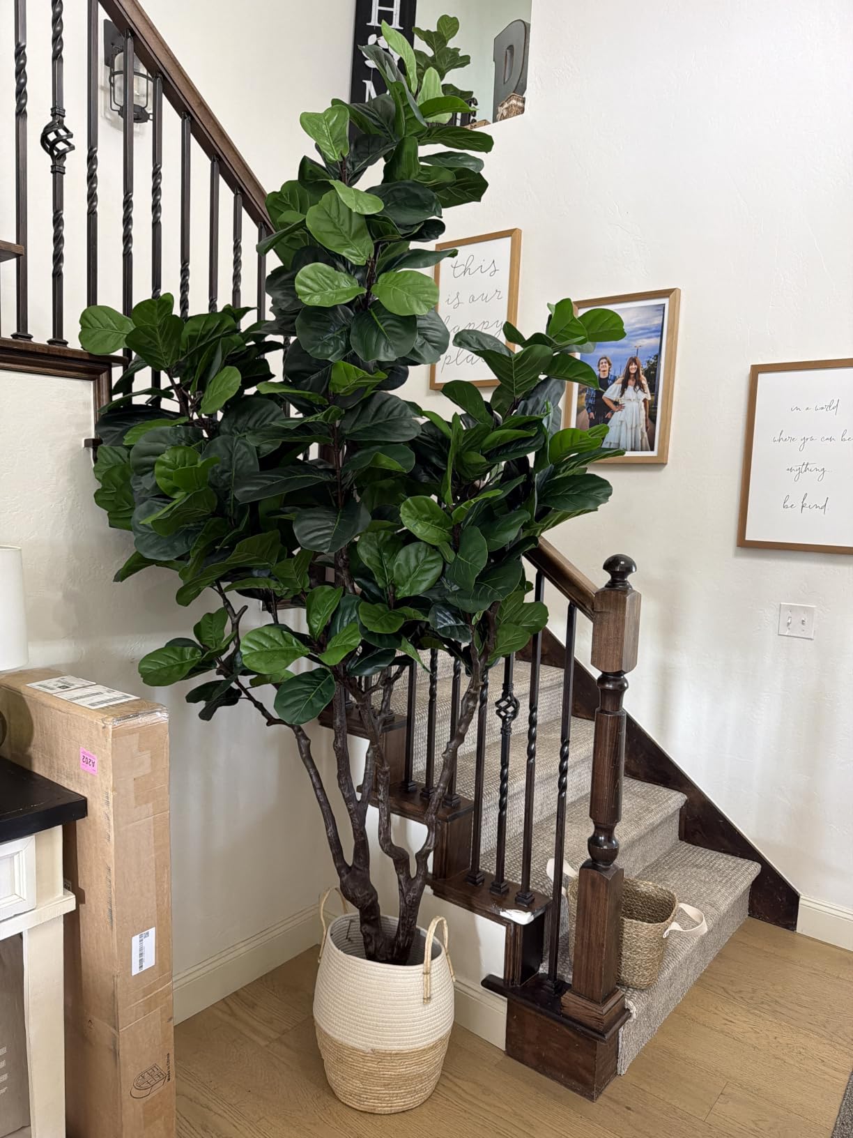 8FT Faux Fiddle Leaf Fig Tree Artificial Plants Indoor Ficus Lyrata Trees | Realistic Large Faux Trees Indoor in Pot, Fake Floor Plant for Home Decor Office Living Room Christmas Housewarming Gifts customer photo 1