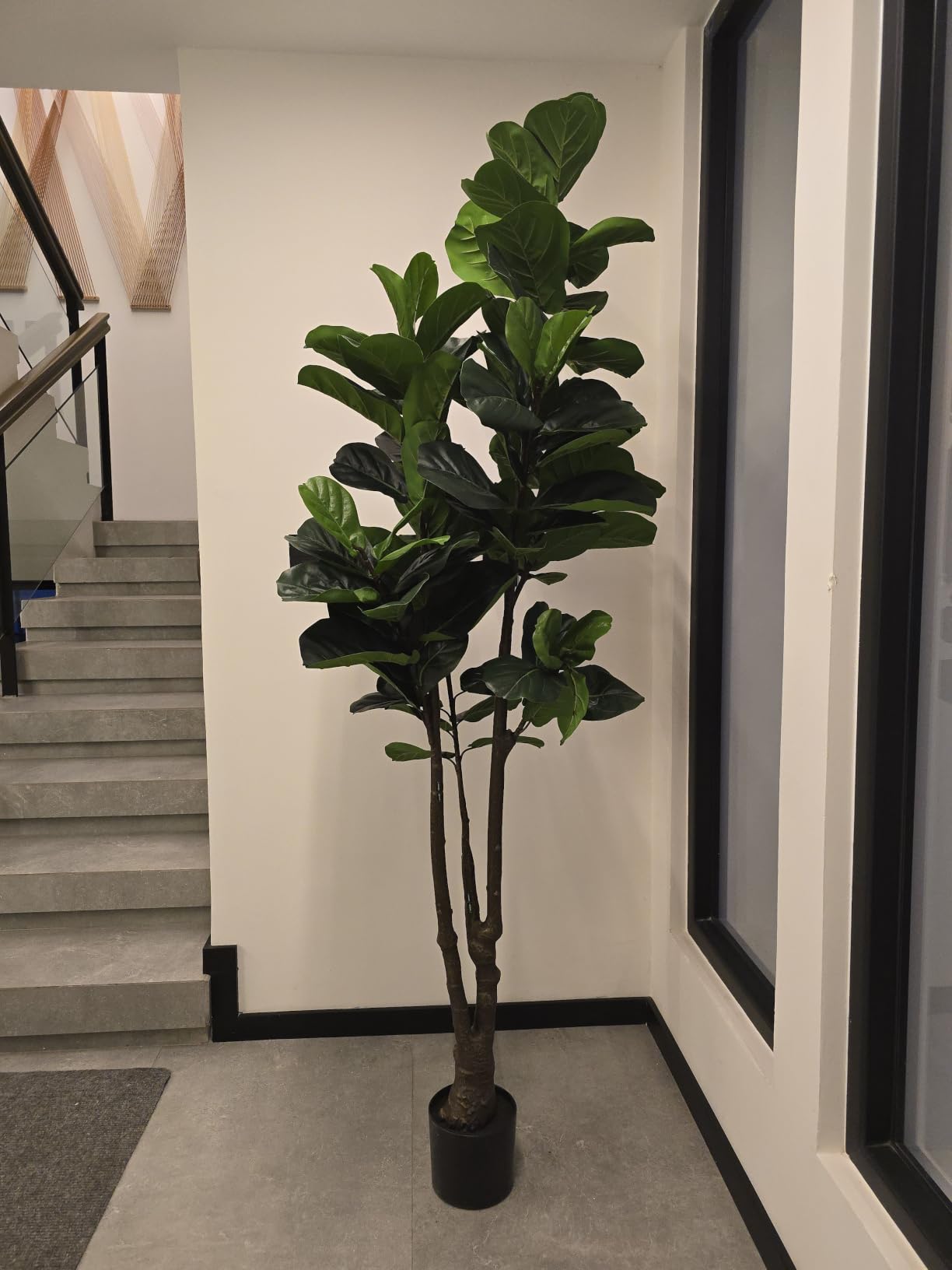 8FT Faux Fiddle Leaf Fig Tree Artificial Plants Indoor Ficus Lyrata Trees | Realistic Large Faux Trees Indoor in Pot, Fake Floor Plant for Home Decor Office Living Room Christmas Housewarming Gifts customer photo 2