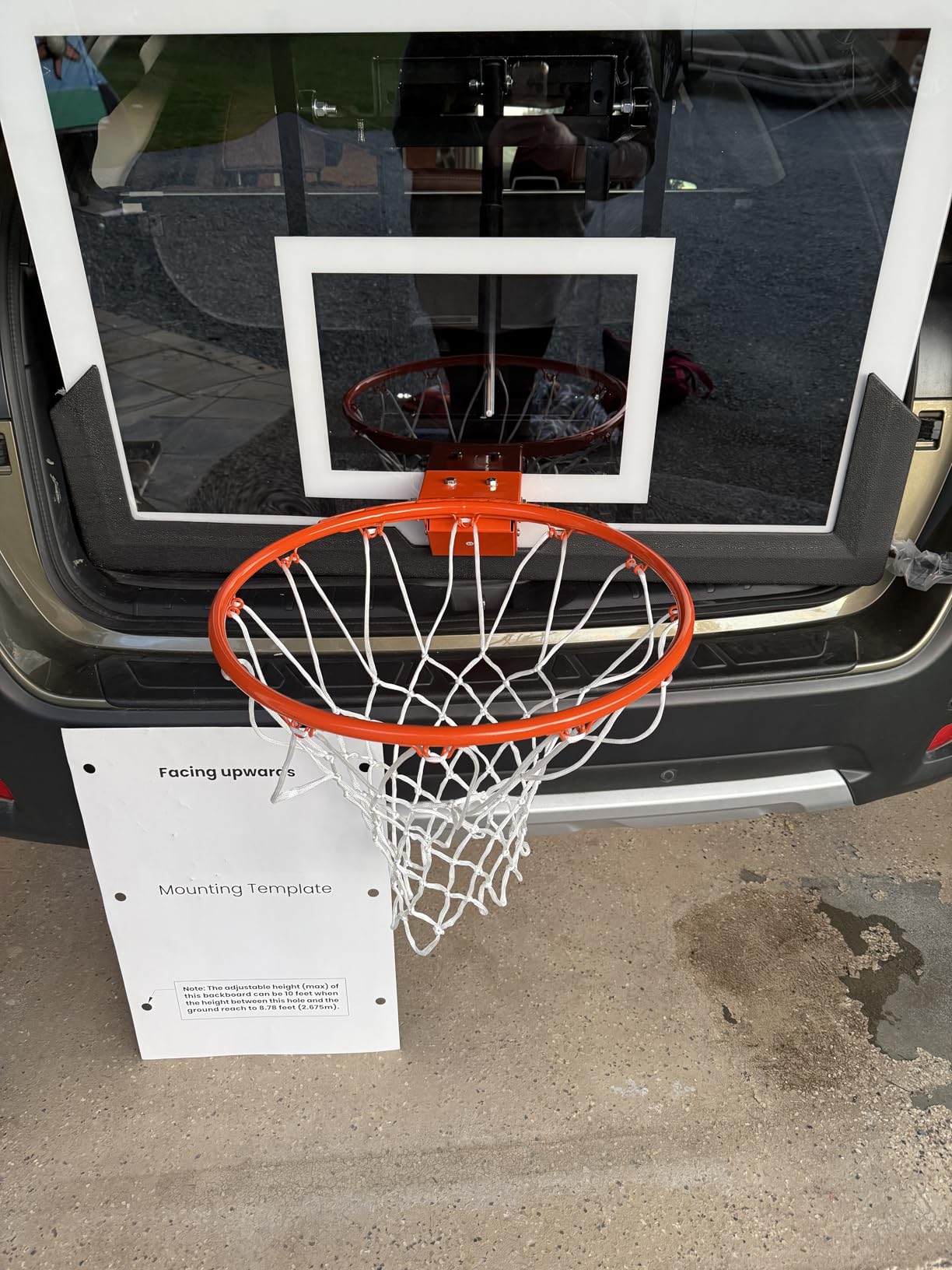 45'' Wall Mounted Basketball Hoop with Shatterproof Backboard, Wall Mount Basketball Goal with Adjustable Height for Garage, Indoor & Outdoor Use customer photo 1