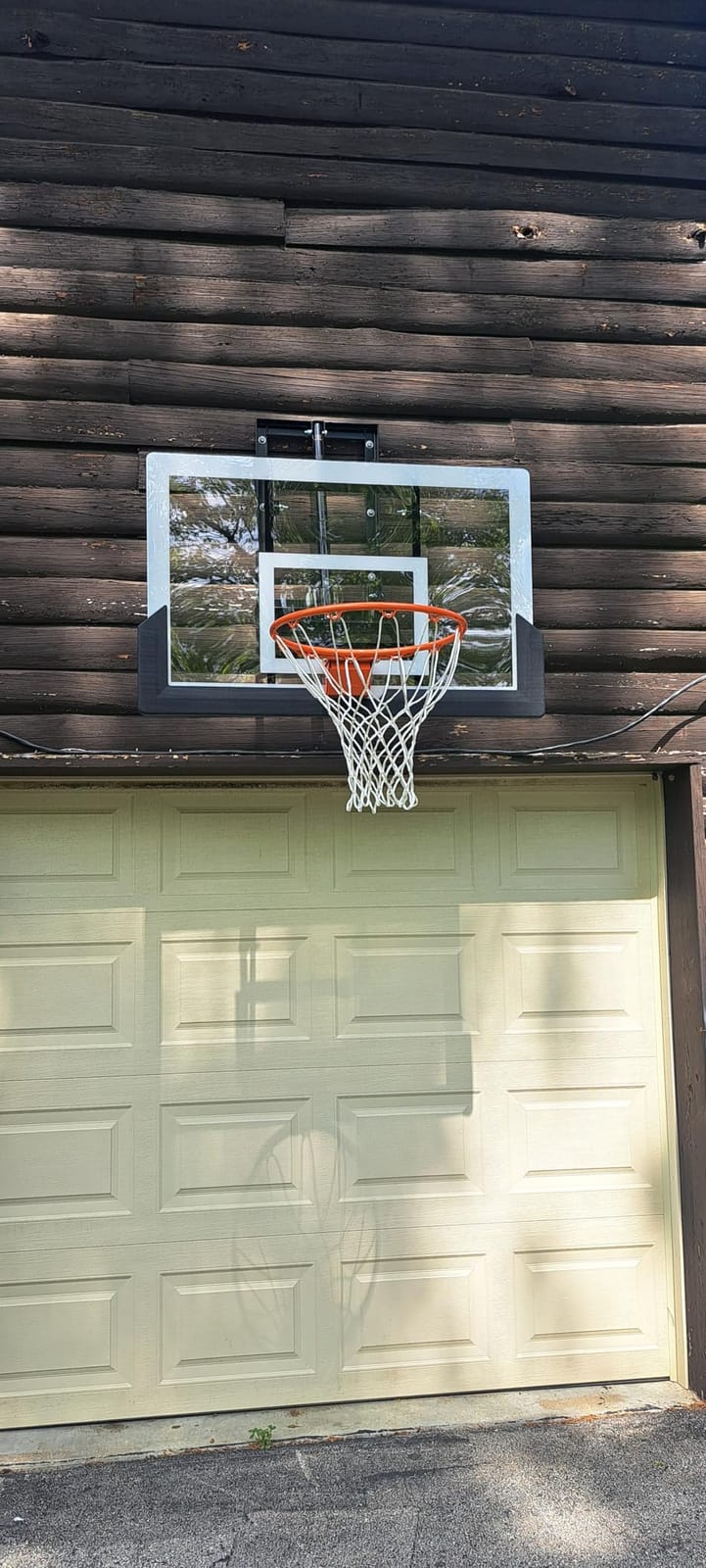 45'' Wall Mounted Basketball Hoop with Shatterproof Backboard, Wall Mount Basketball Goal with Adjustable Height for Garage, Indoor & Outdoor Use customer photo 2