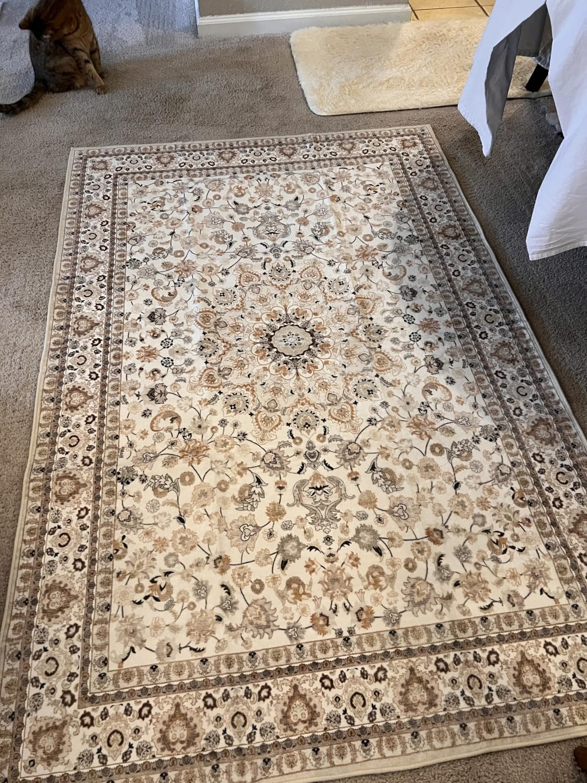 5x7 Area Rugs Living Room: Washable Vintage Rug for Bedroom Beige | Boho No Slip Stain Resistant Rug Soft Indoor Decor Floor Floral 5x7 Area Rugs for Dining Room, Nursery, Hallway, Home Office customer photo 2