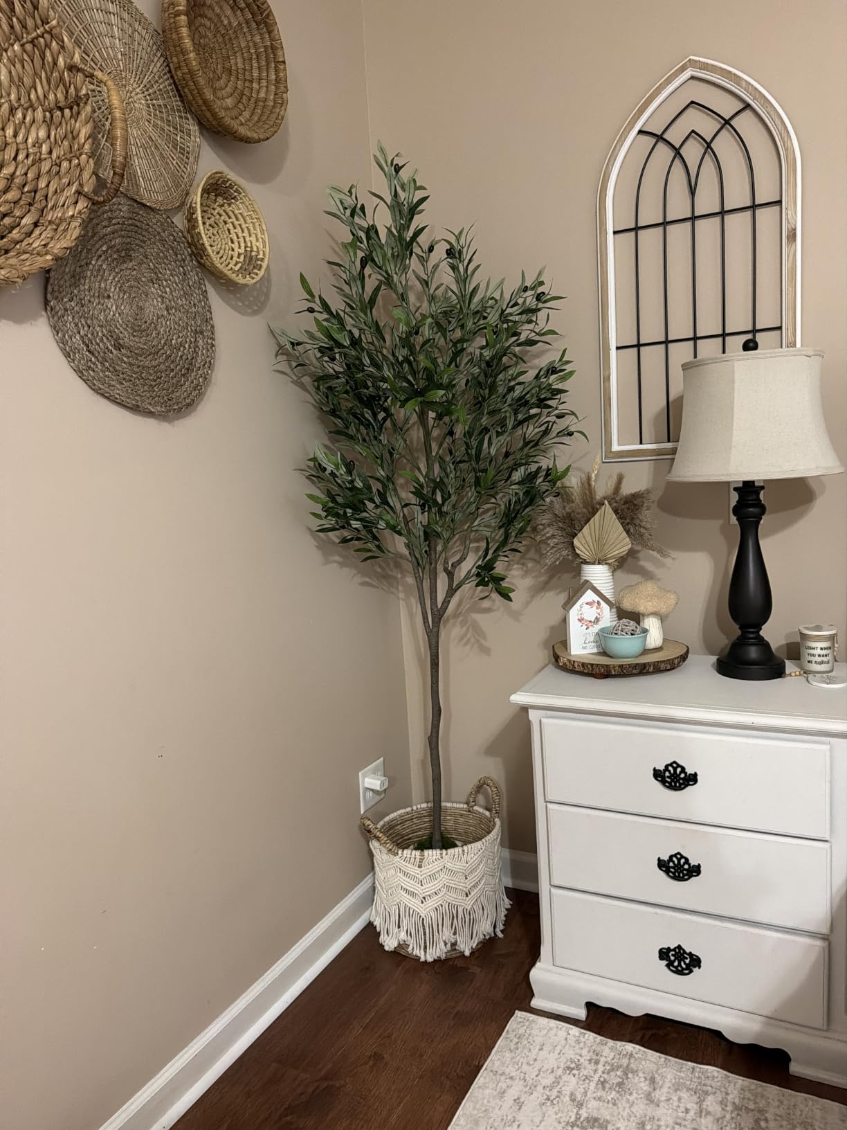 Alupssuc 6ft Faux Olive Tree with Lifelike Fruits and Realistic Leaves | Artificial Potted Olive Tree, Fake Plant for Living Room, Office & Modern Home Decoration customer photo 2