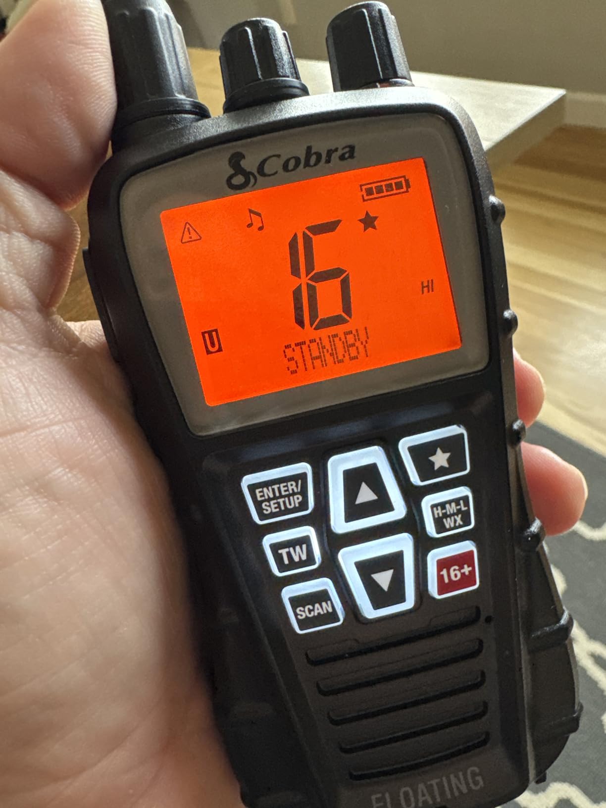 Cobra BlueBound 350 VHF Handheld Marine Radio, Black - 6-Watt, Floats | Long Range, NOAA Weather Alerts, International Functionality, IPX7 Waterproof, USB-C, Submersible, LCD Screen, Belt Clip customer photo 1