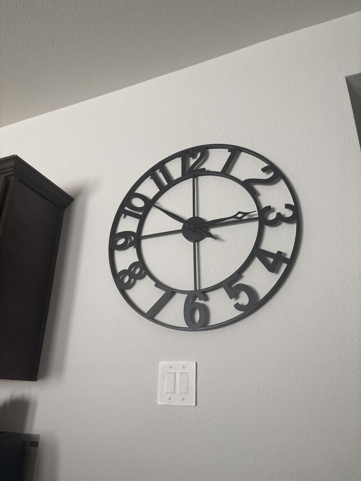 CLXEAST Silent 24 Inch Wall Clocks for Living Room Decor, Arabic Numeral | Non Ticking, Matt Black, Thicker Metal Wall Clock for Dinning Room, Entryway, Home Office & Fireplace Decor customer photo 1