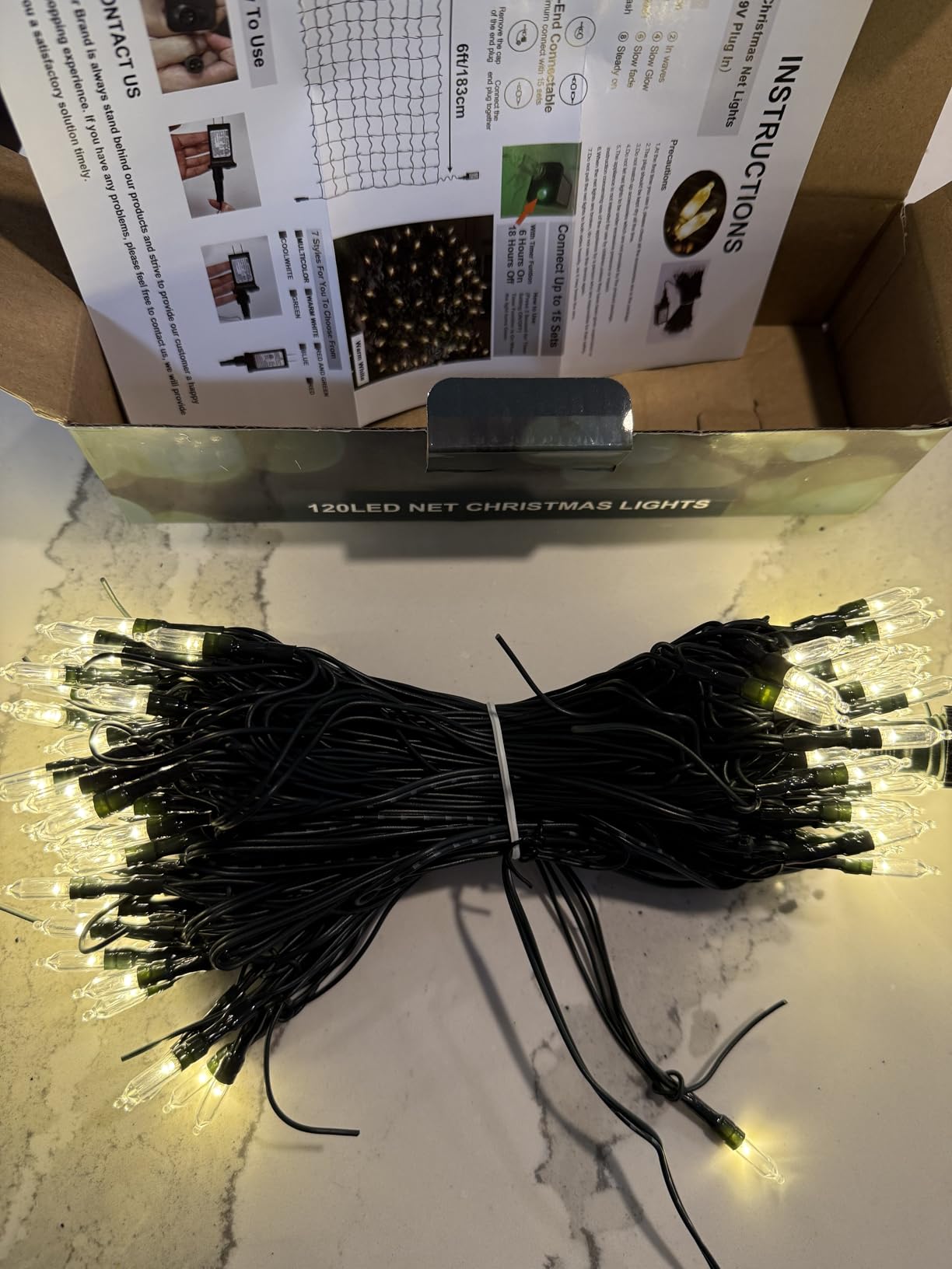 Christmas Net Lights Outdoor for Bushes, 6x5ft 120LED Net Light Outdoor Mesh Lights, Connectable Waterproof Net Light for Bushes,Garden,Yard,Trunk,Xmas Tree,Christmas Decor customer photo 2