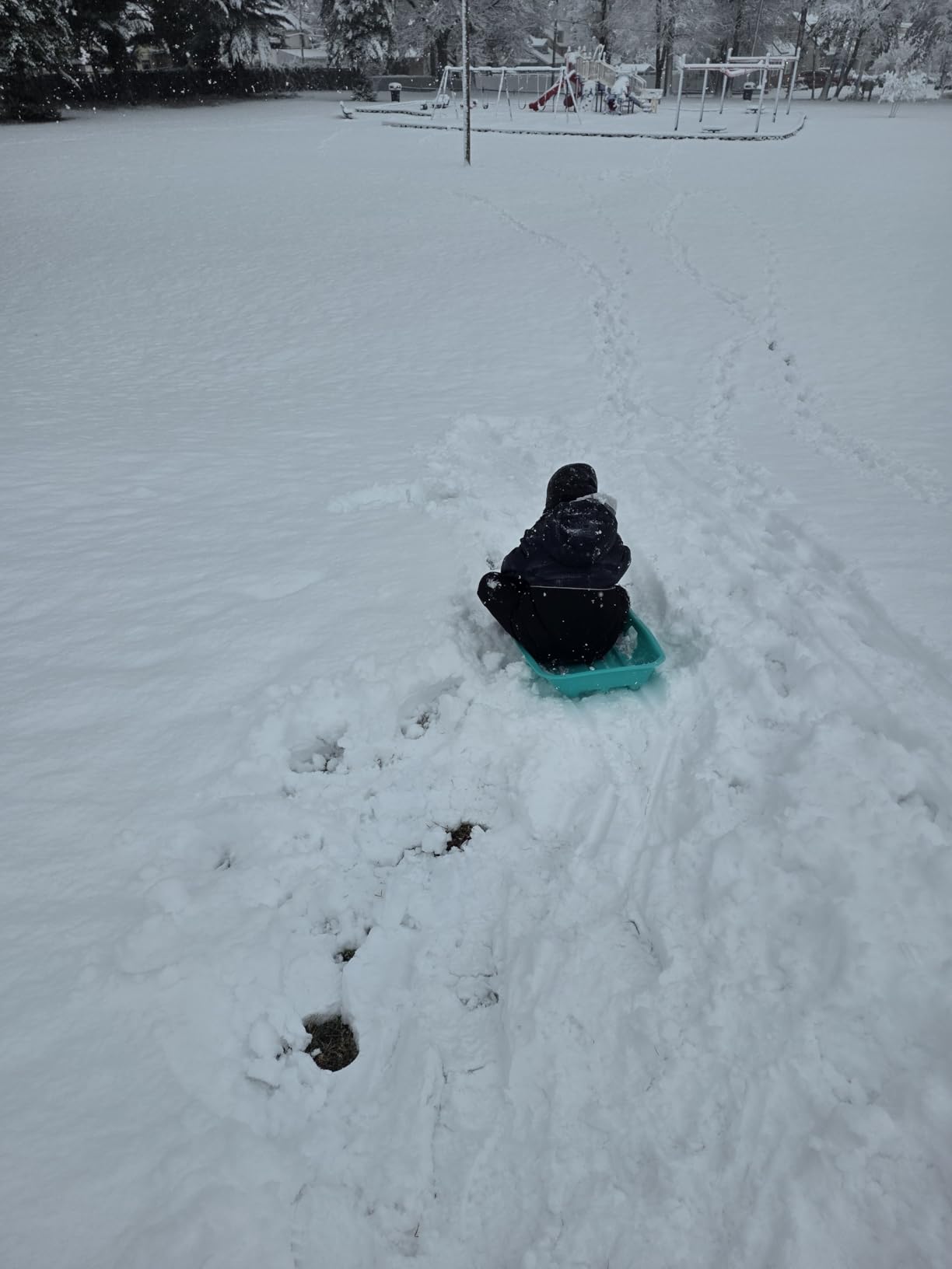 Retrospec Retrorider Plastic Snow Sled - Toboggan Style with Pull Rope, Cold-Resistant Coating, and Hard Bottom for Smooth Downhill Rides customer photo 1