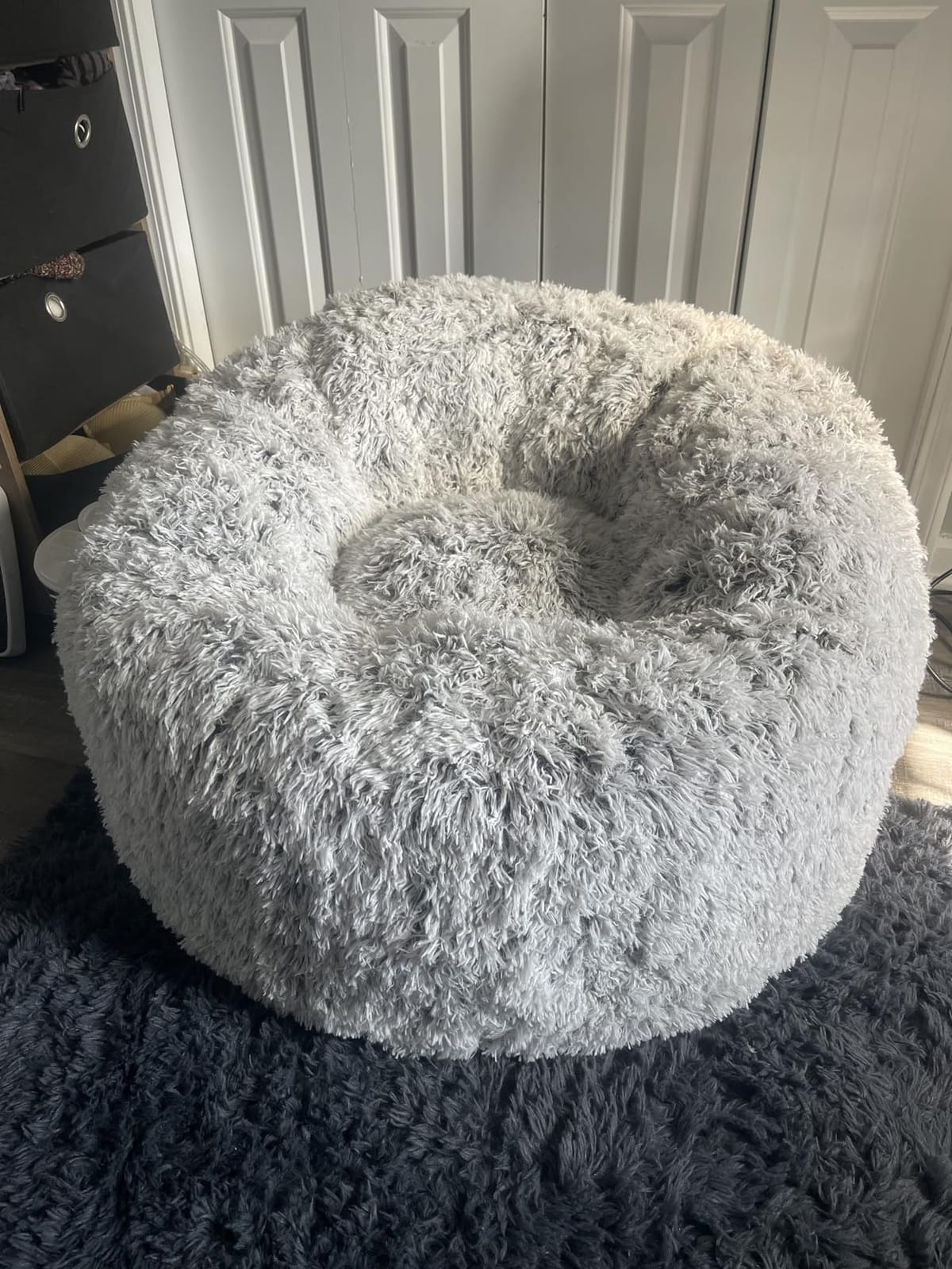 Plush Faux Fur Bean Bag Chairs, Memory Foam Filled Sofa Chair Shape Bean Bag for Adults/Teens/Kids, Ultra-Soft Lazy Sofa for Living Room Bedroom College Dorm, Grey customer photo 2