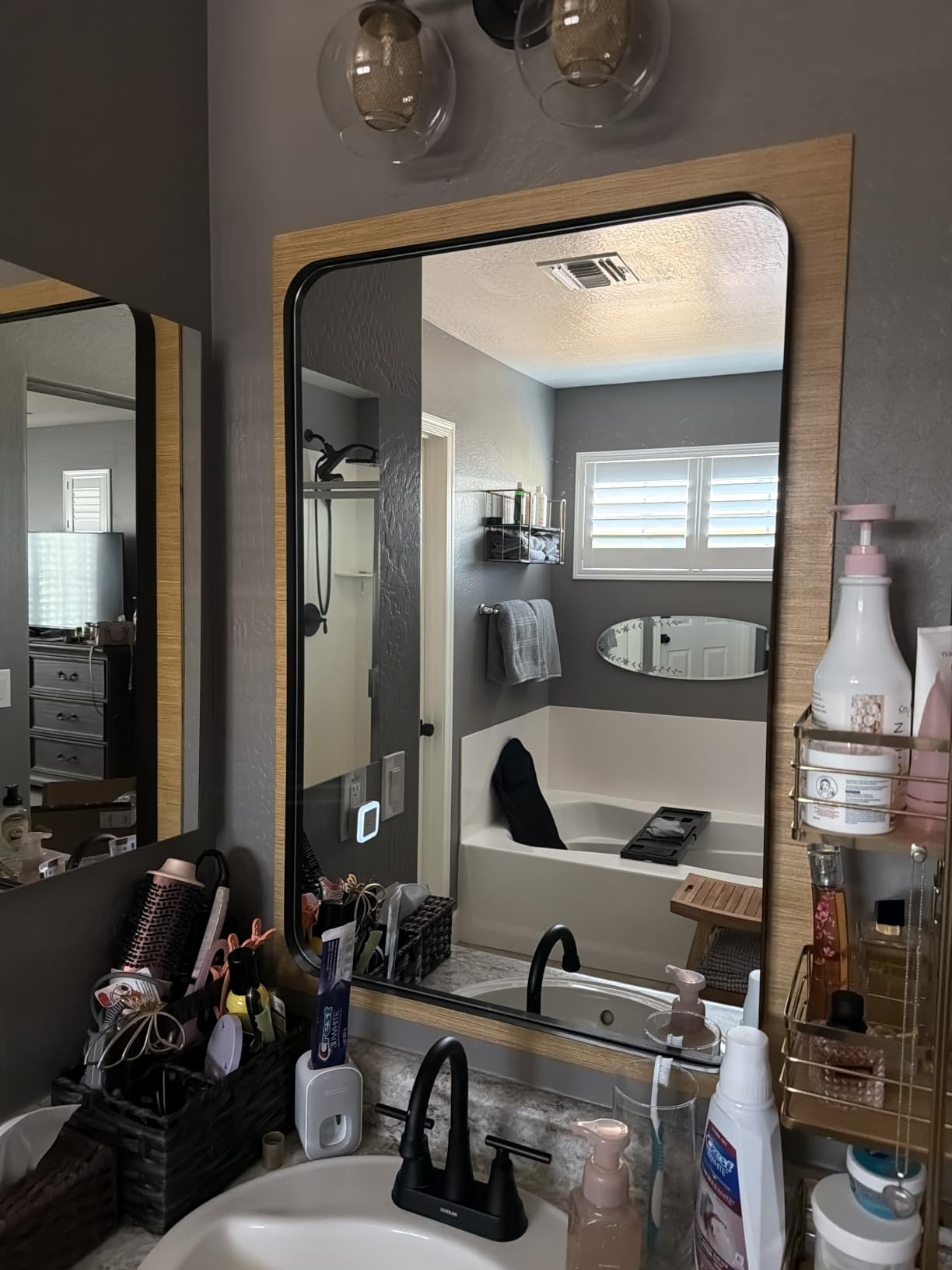 Bathroom Mirror for Wall, 24 Inch Round Mirrors | Circle Vanity Mirror for Bathroom Bedroom Living Room Entryway, Anti-Rust, Tempered Glass, Hanging or Leaning customer photo 2
