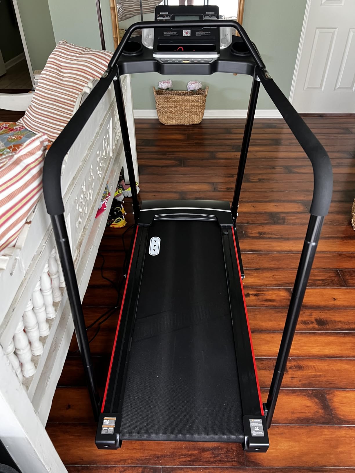 Redliro Walking Treadmill for Seniors - 400 Lb Capacity Senior Treadmill | Front & Long Handrails, 0%-2% Incline, 47.6