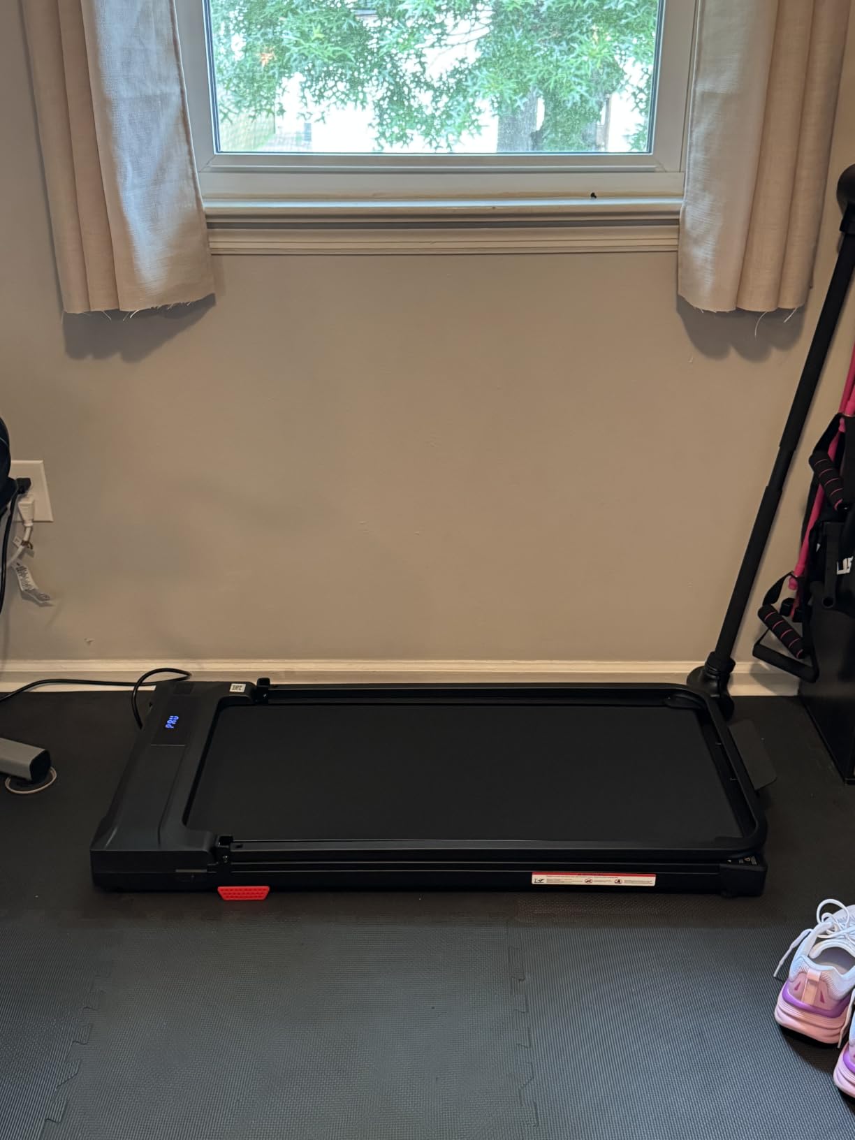 Walking Pad Treadmill for Home - Folding Treadmills with Handle Bar Portable Compact Fold up Indoor Foldable Handles Electric Walk Pads Small Spaces Mini Running Quiet Under Bed Office customer photo 1