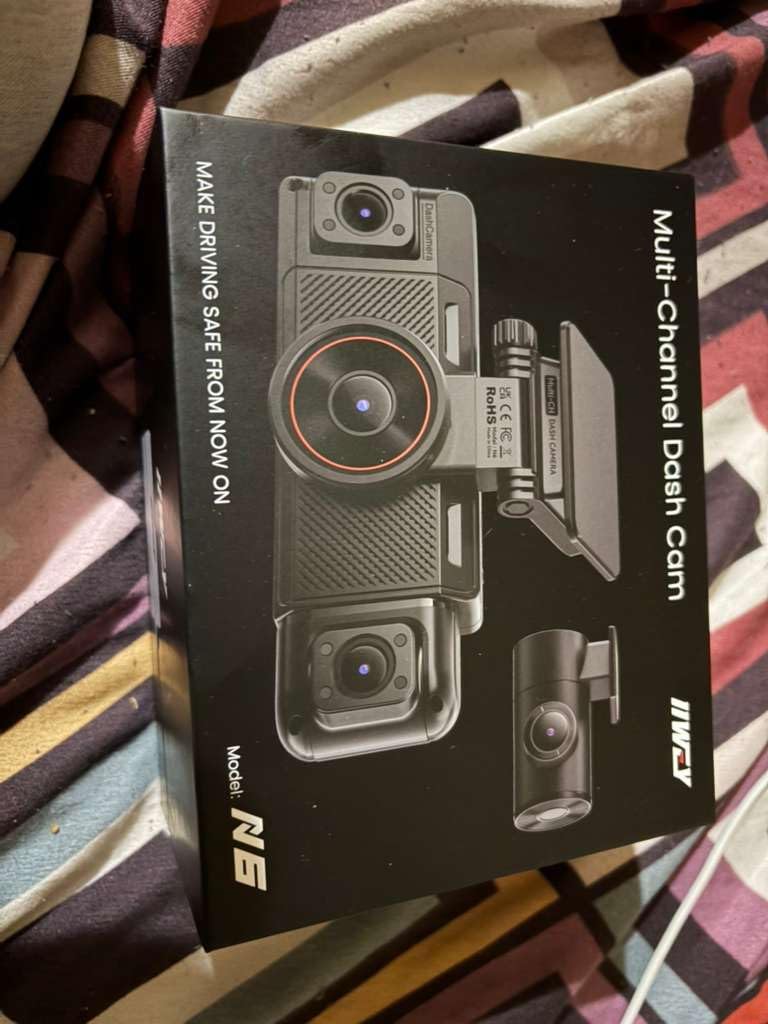 IIWEY N6 360° Dash Cam 4 Channel, Free 128GB Card, 8 IR Lights Night Vision | 5.8G WiFi-6 (up to 20MB/s) with App, 24/7 Parking Mode, FHD Front & Rear Inside Dash Cam for Car, 3.16