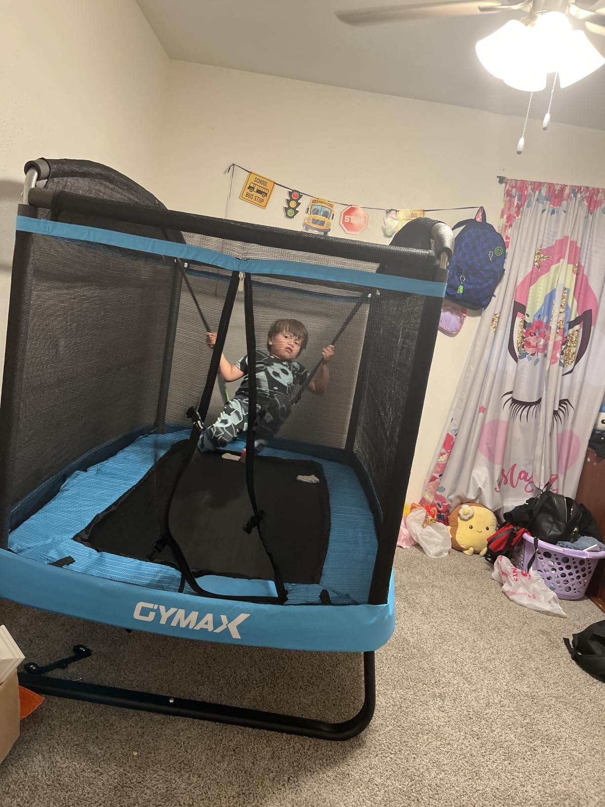 Giantex 6 FT Trampoline for Kids with Swing, Toddler Trampolines with Safety Enclosure Net, ASTM Approved, Rectangle Indoor & Outdoor Mini Kids Trampoline customer photo 2