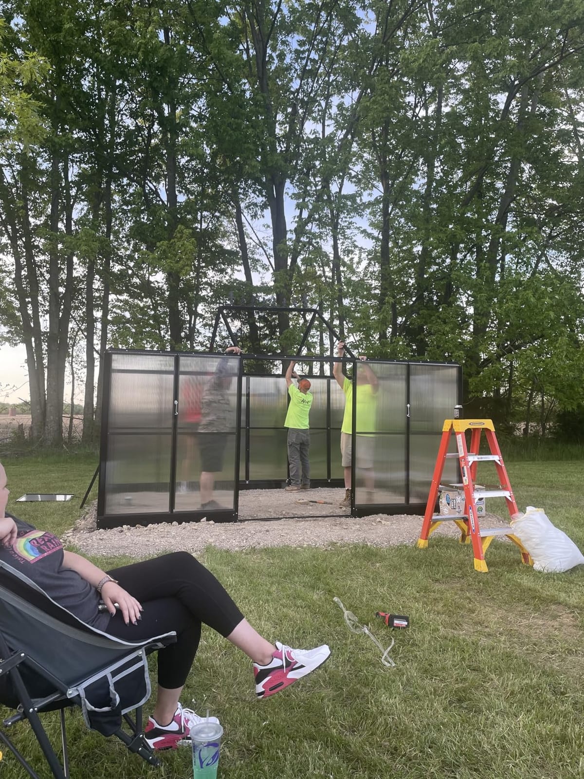 AMERLIFE 12 x 10 x 8-Ft Hybrid Polycarbonate Greenhouse | Quick-Connect Aluminum Frame, Dual Roof Vents, Double Doors, Gutters, Walk-In Design, Black customer photo 2