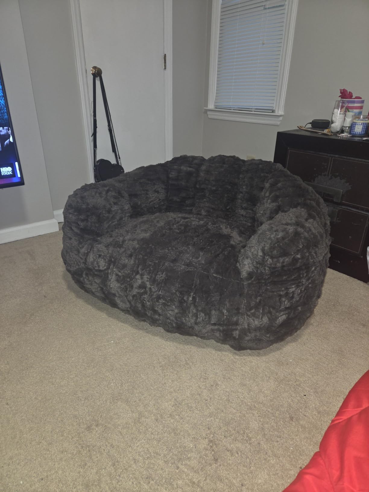 KINGYES Bean Bag Chair, Giant Bean Bag Couch with Memory Foam Filled, Gaming Beanbag Chair for Adults, Bean Bag for Kids & Teen, Light Gray customer photo 2
