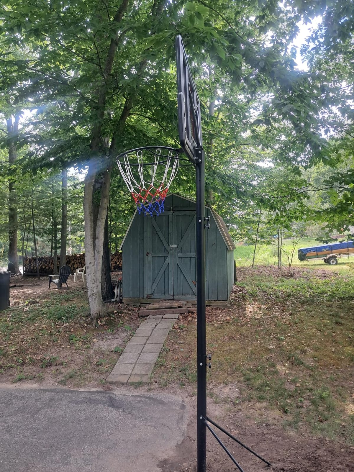 DUMOS 10FT Adjustable Height Portable Basketball Hoop Outdoor for Adult, 44 Inch Shatterproof Backboard w/Shock Absorbent Rim, Fillable Base customer photo 2