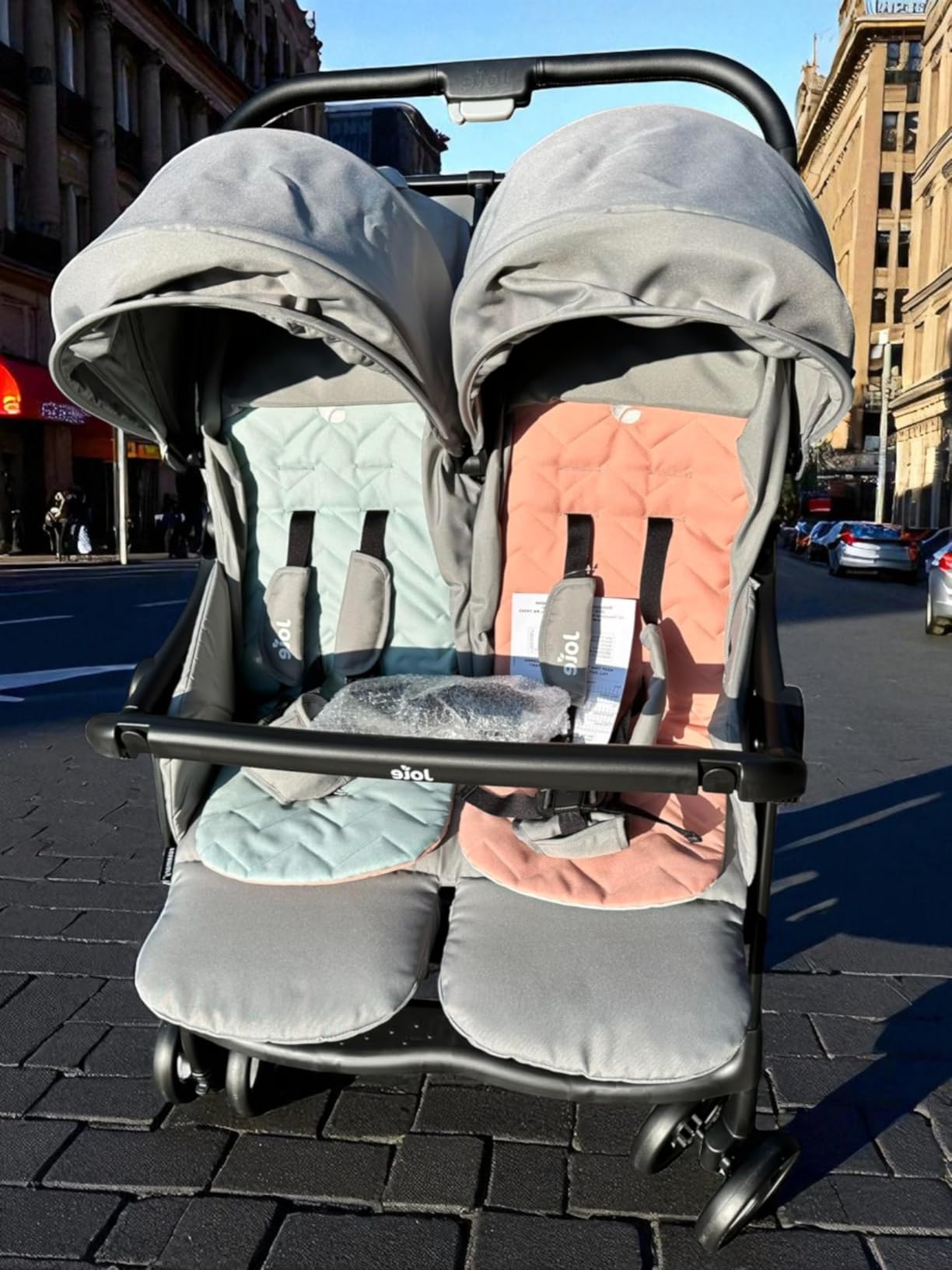Joie Baby Rosemary Side-by-Side Double Stroller - Lightweight, Compact | Stroller for Twins or Siblings. 3 Cup Holders, UPF 50+ Canopy, Easy One-Hand Compact Fold. customer photo 2