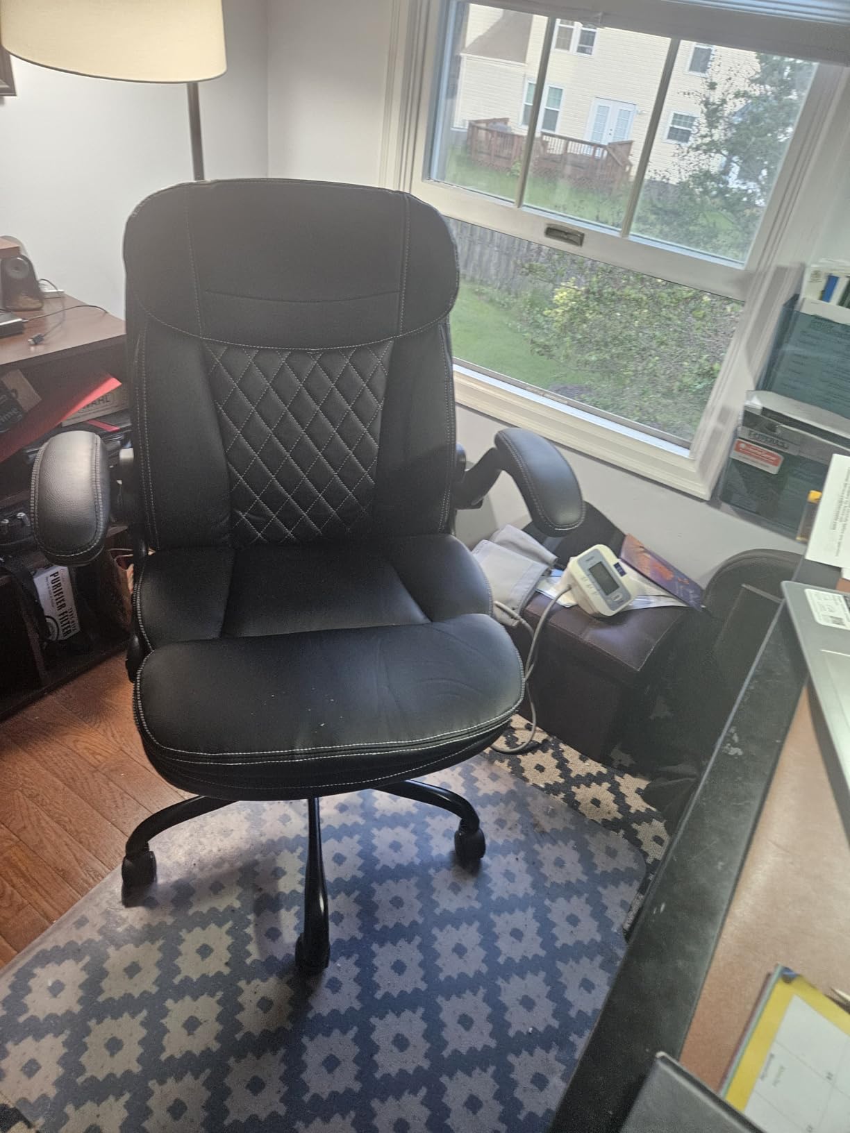 Leather Office Chair, Upgraded PU Computer Desk Chairs with Double-Layer Seat Cushion and Neckrest, 360°Swivel, Ergonomic Small Gaming Chair with Wheels and Adjustable Armrests for Short People, Grey customer photo 2