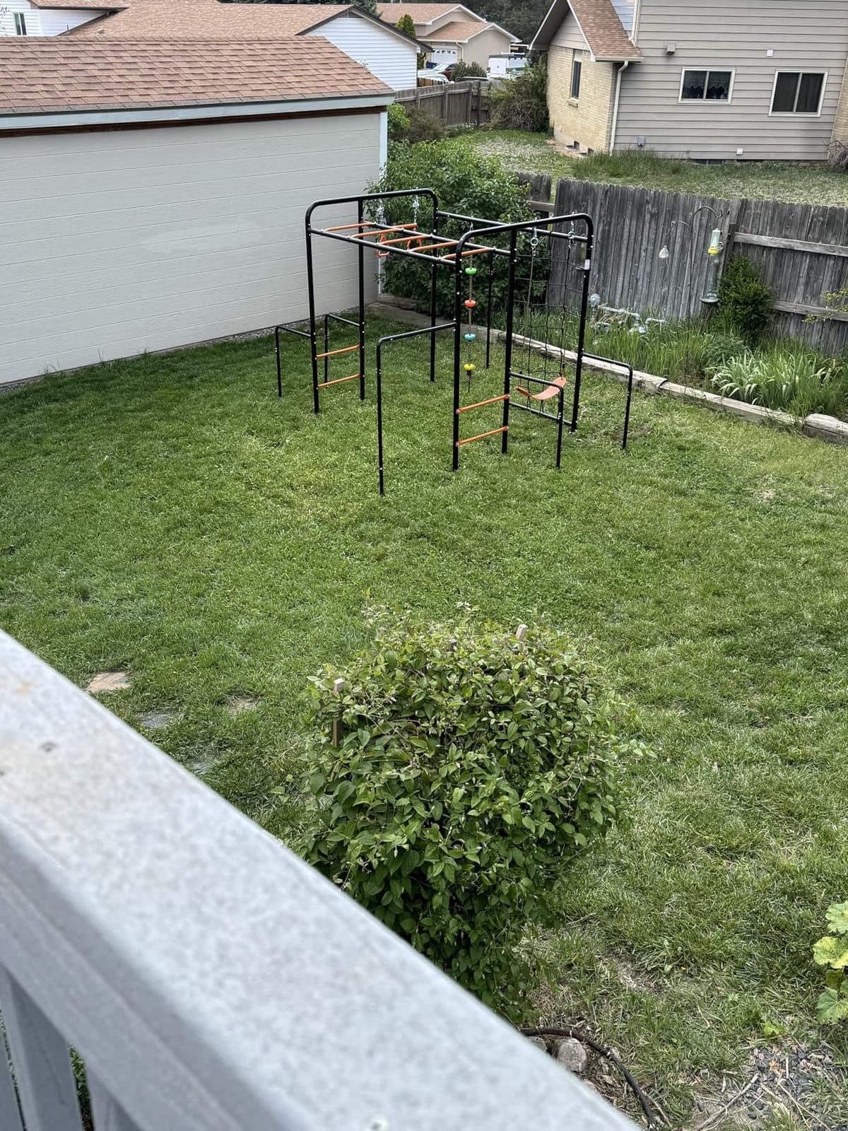 Outdoor Jungle Gym with Monkey Bars Frame, Swing Sets for Backyard | 5-in-1 Playset: Monkey Bars, Climbing Net & Rope, Trapeze Bar, Belt Swing, Gymnastics Bars, 550lbs Galvanized Steel, ASTM/CPSC customer photo 2