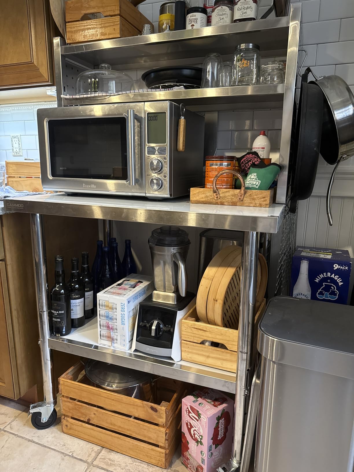 CAMMOO 60x24 NSF Stainless Steel Prep Table with Shelf & Casters Work Bench | Adjustable Shelf, 2-Tier Overshelf and Side Pegboard Panels Keep Tools, Bins and Ingredients Visible and Within Reach customer photo 2