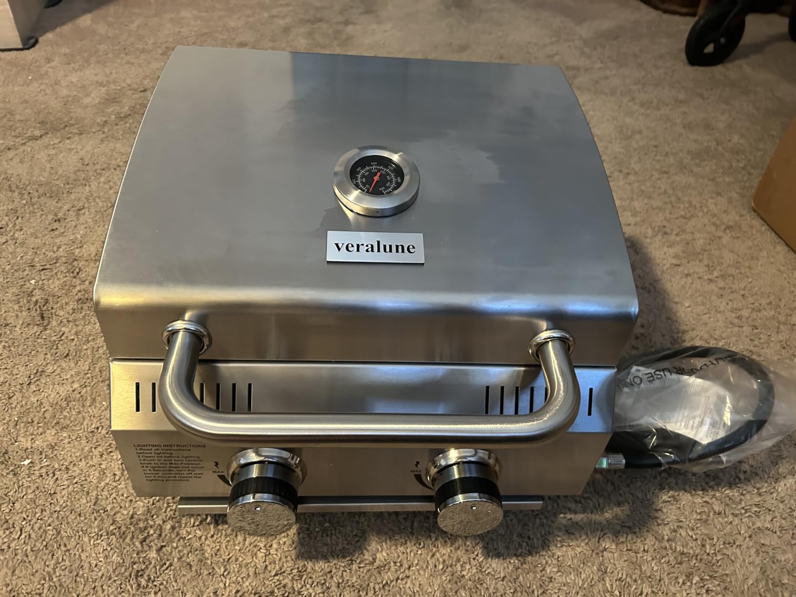 Veralune 2-Burner Tabletop Gas Grill, 22000 BTU Stainless Steel Grill | Outdoor Gas Grill with New Upgrade Heavy Duty Rack, Built-in Thermometer, Travel Locks for Tailgating, Camping, RV Trips customer photo 1