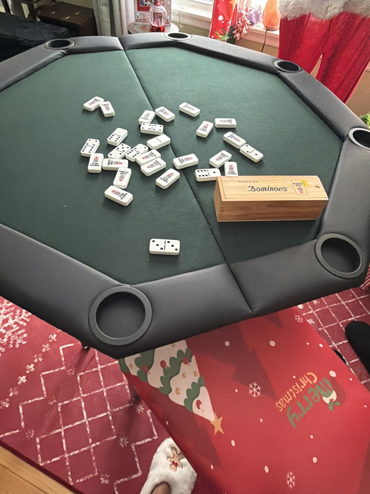 Poker Table Foldable Texas Holdem Folding Table Portable Casino Card Game | 8 Player 48 inch Octagon Gambling Table customer photo 1