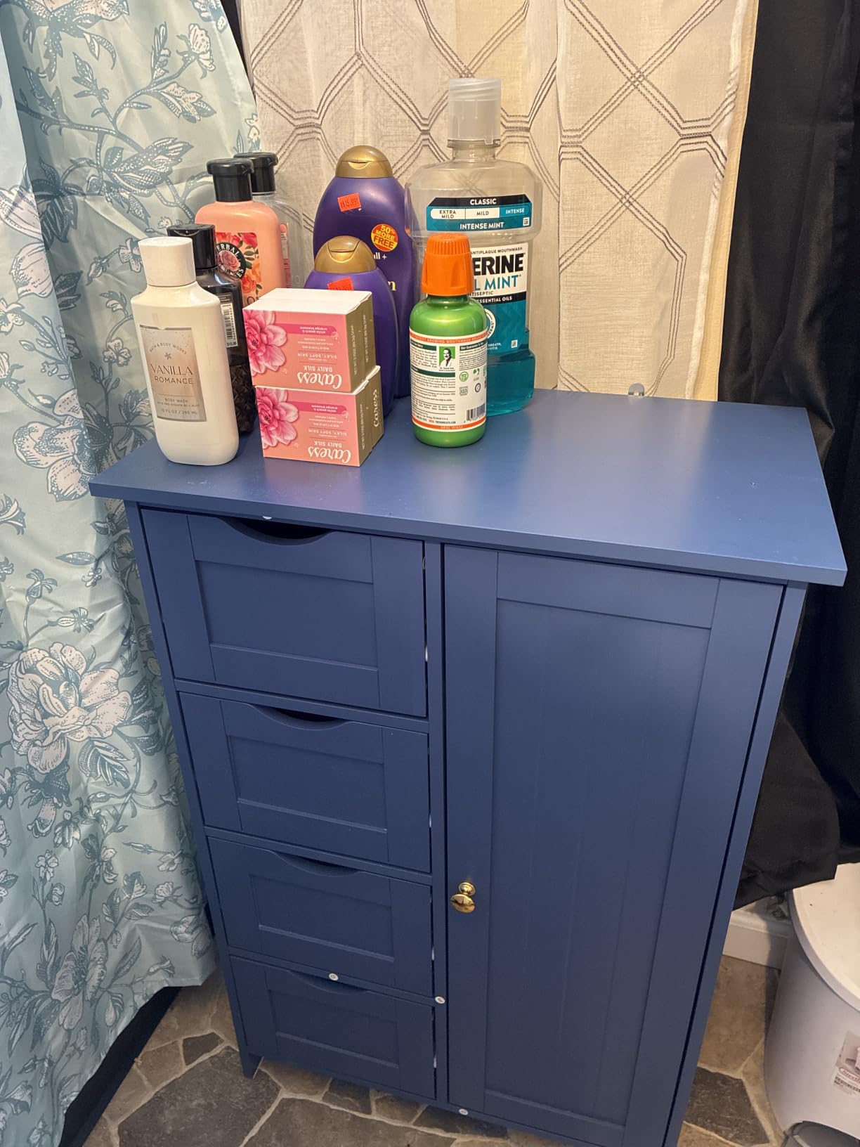 VASAGLE Floor Storage Cabinet, 2 Adjustable Shelves, 4 Doors, 42.7